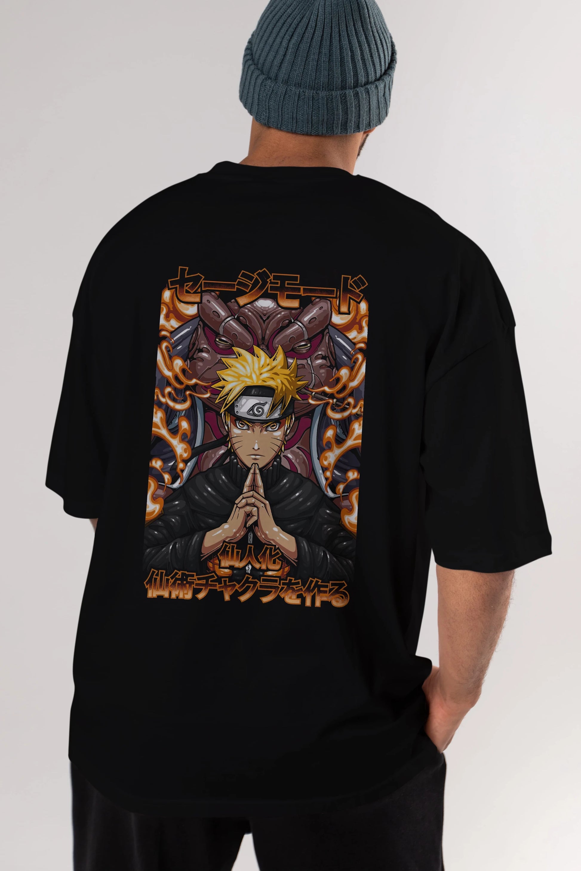 NARUTO (10) Anime Arka Baskılı Oversize t-shirt Erkek Kadın Unisex