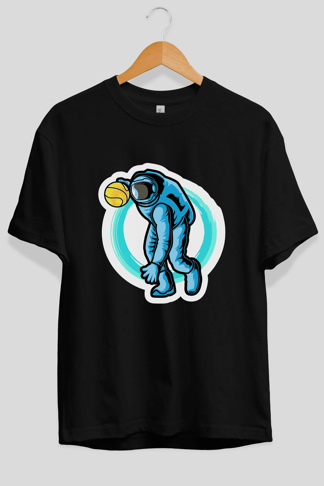 Astronaut Dribble Sticker Ön Baskılı Oversize t-shirt Erkek Kadın Unisex
