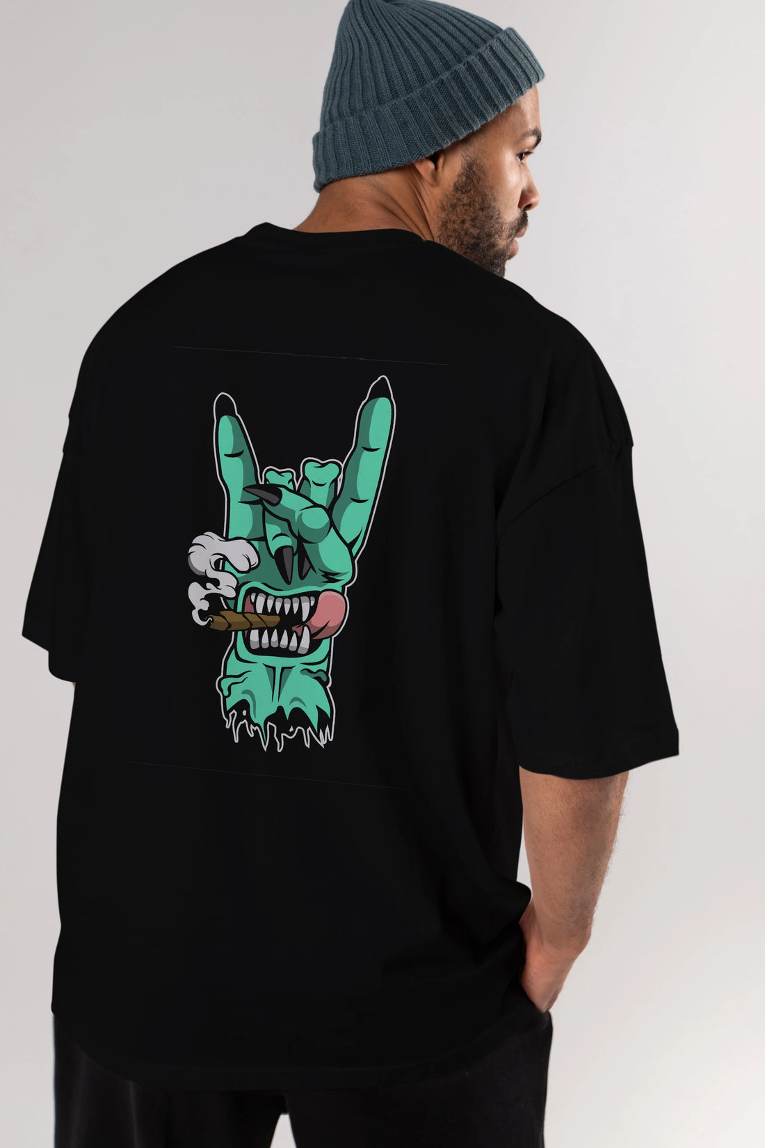 Metal Sign Arka Baskılı Oversize t-shirt Erkek Kadın Unisex %100 Pamuk tişort