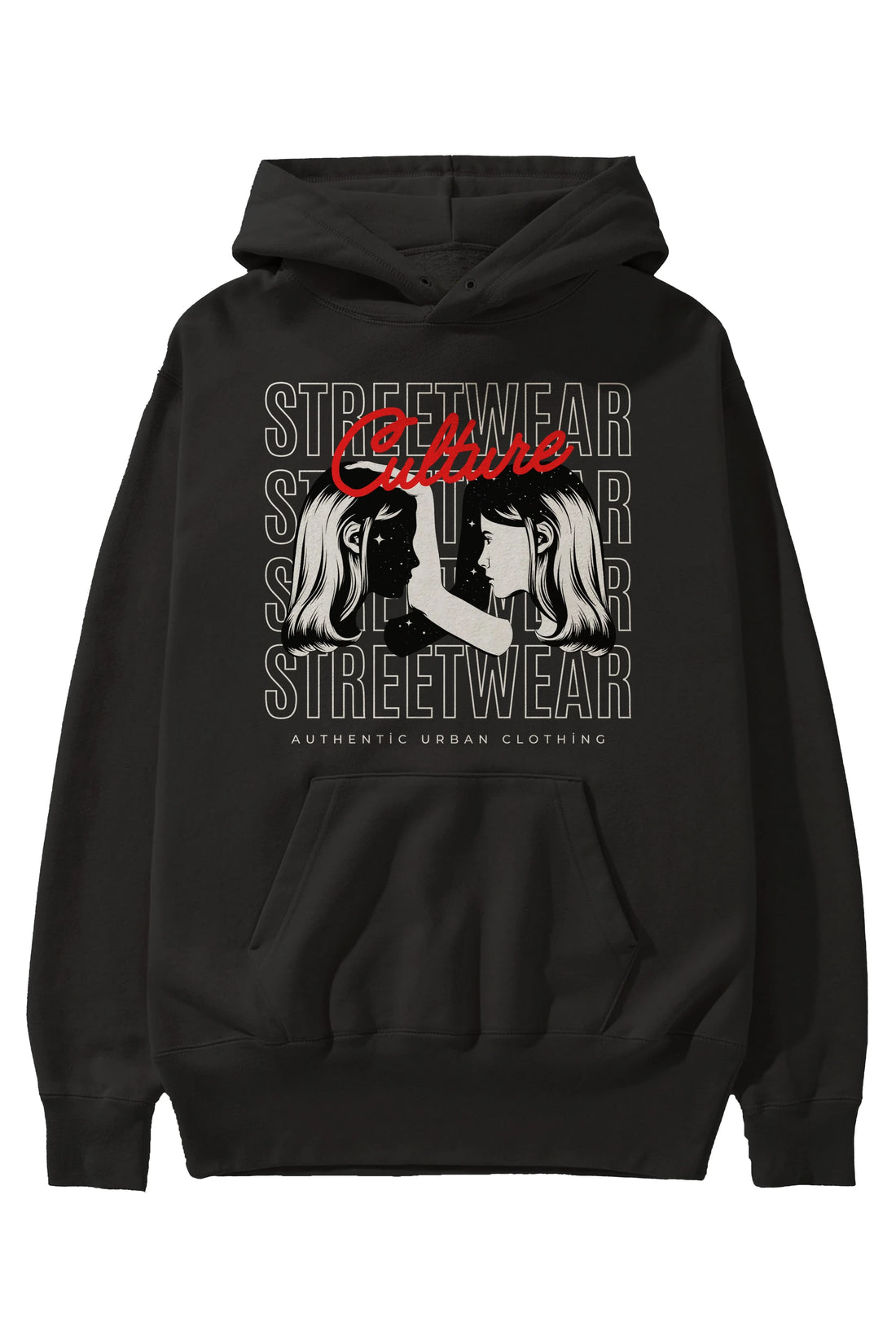 Culture Streetwear Yazılı Ön Baskılı Oversize Hoodie Kapüşonlu Sweatshirt Erkek Kadın Unisex