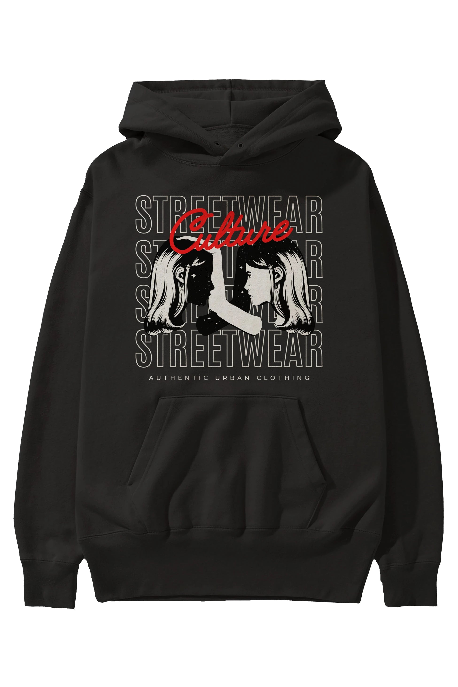 Culture Streetwear Yazılı Ön Baskılı Oversize Hoodie Kapüşonlu Sweatshirt Erkek Kadın Unisex