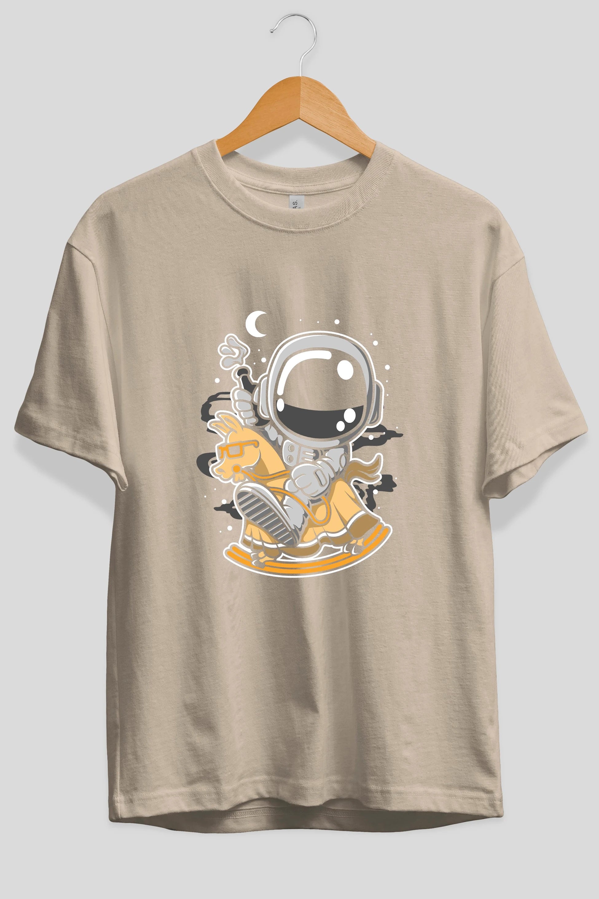 Astronaut RidingToy Horse Ön Baskılı Oversize t-shirt Erkek Kadın Unisex