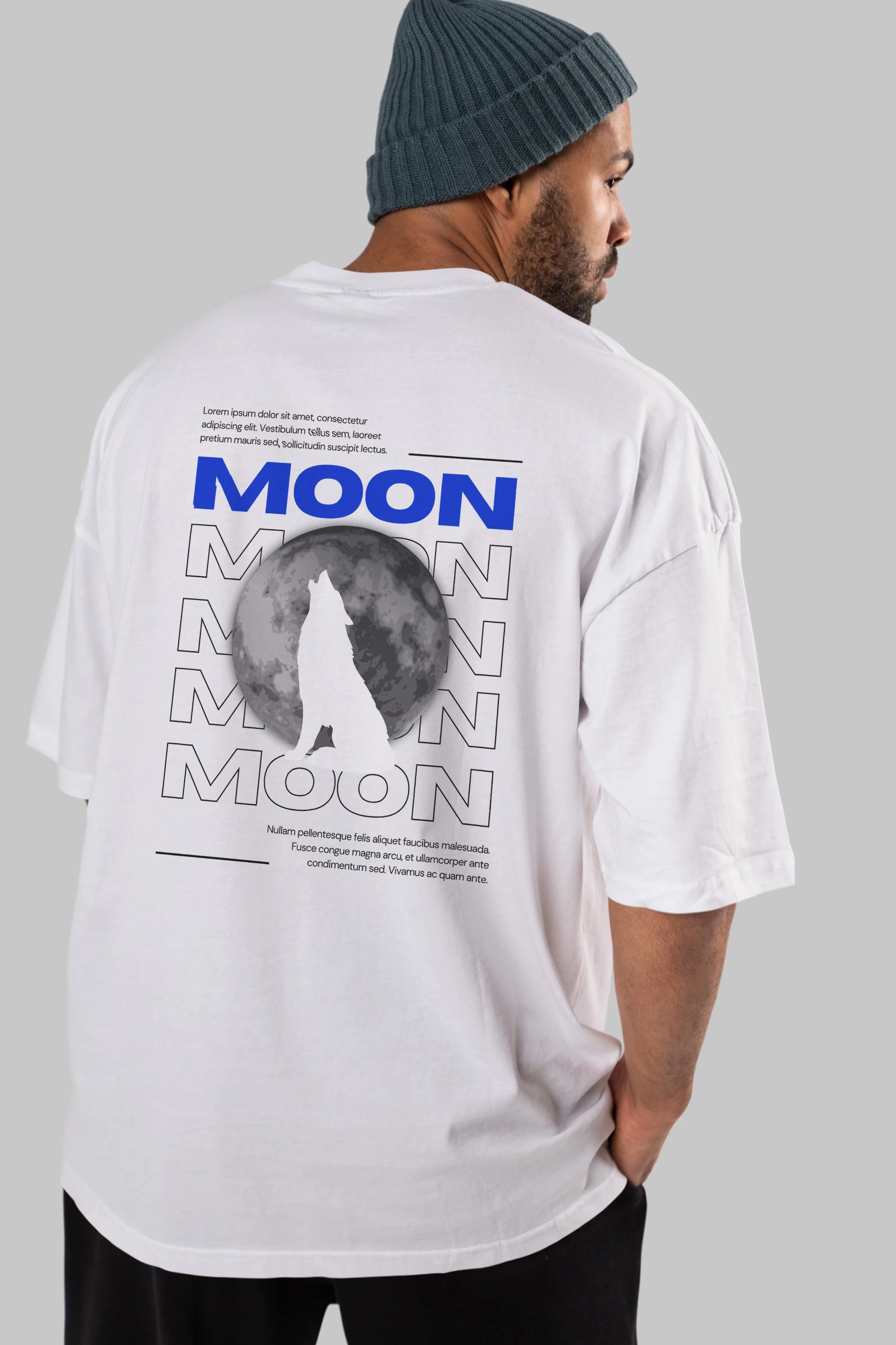 Moon Arka Baskılı Oversize t-shirt Erkek Kadın Unisex