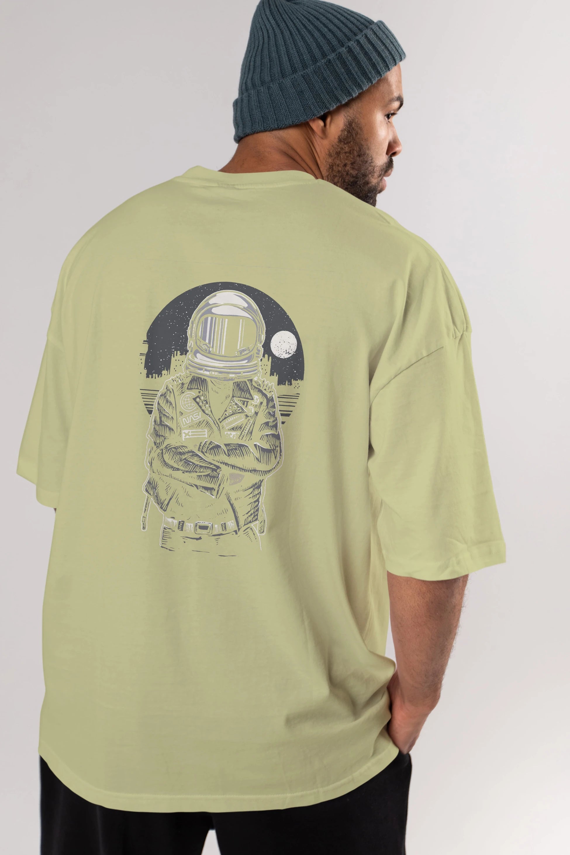 Astronaut Rebel Arka Baskılı Oversize t-shirt Erkek Kadın Unisex %100 Pamuk