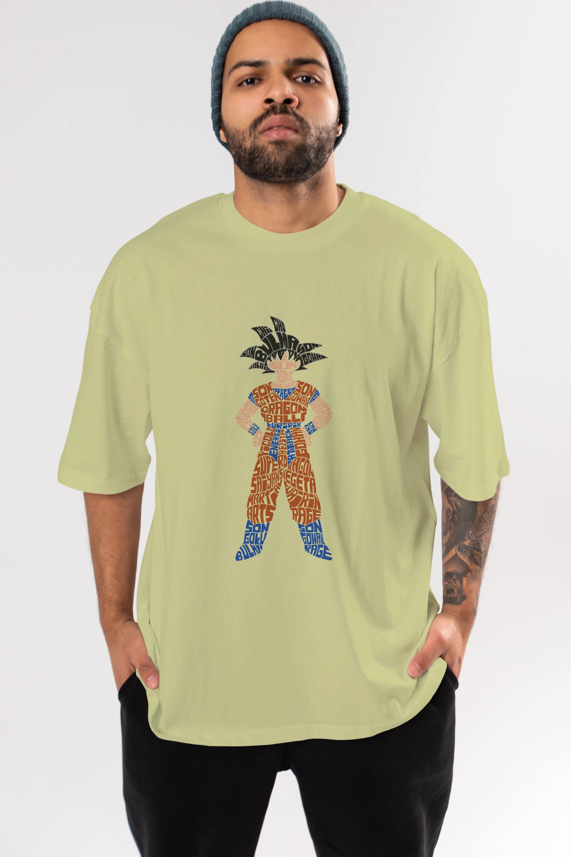 Goku Ön Baskılı Oversize t-shirt %100 pamuk Erkek Kadın Unisex