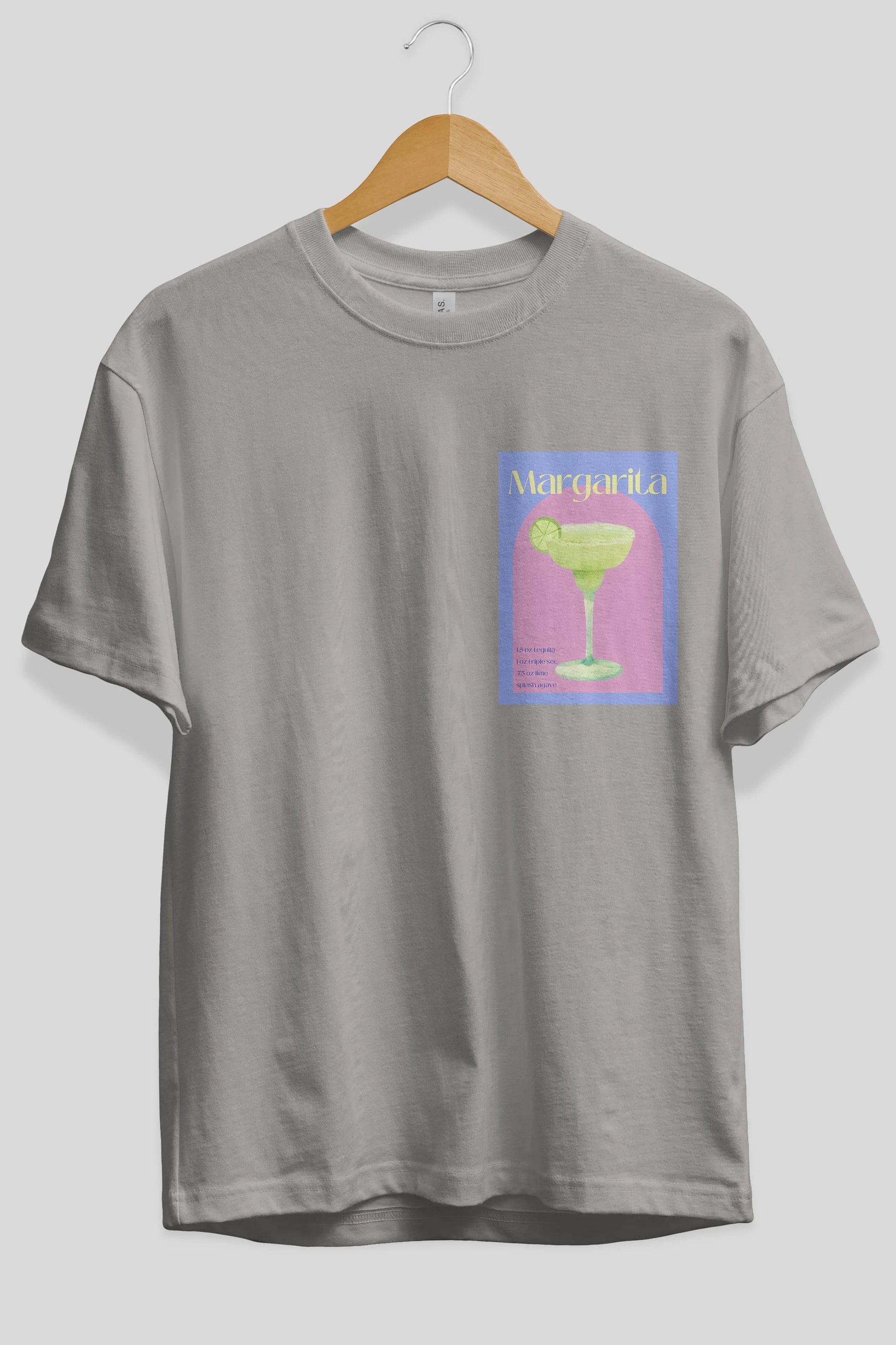 Margarita 6 Ön Sol Baskılı Oversize t-shirt Erkek Kadın Unisex %100 Pamuk Bisiklet Yaka tişort