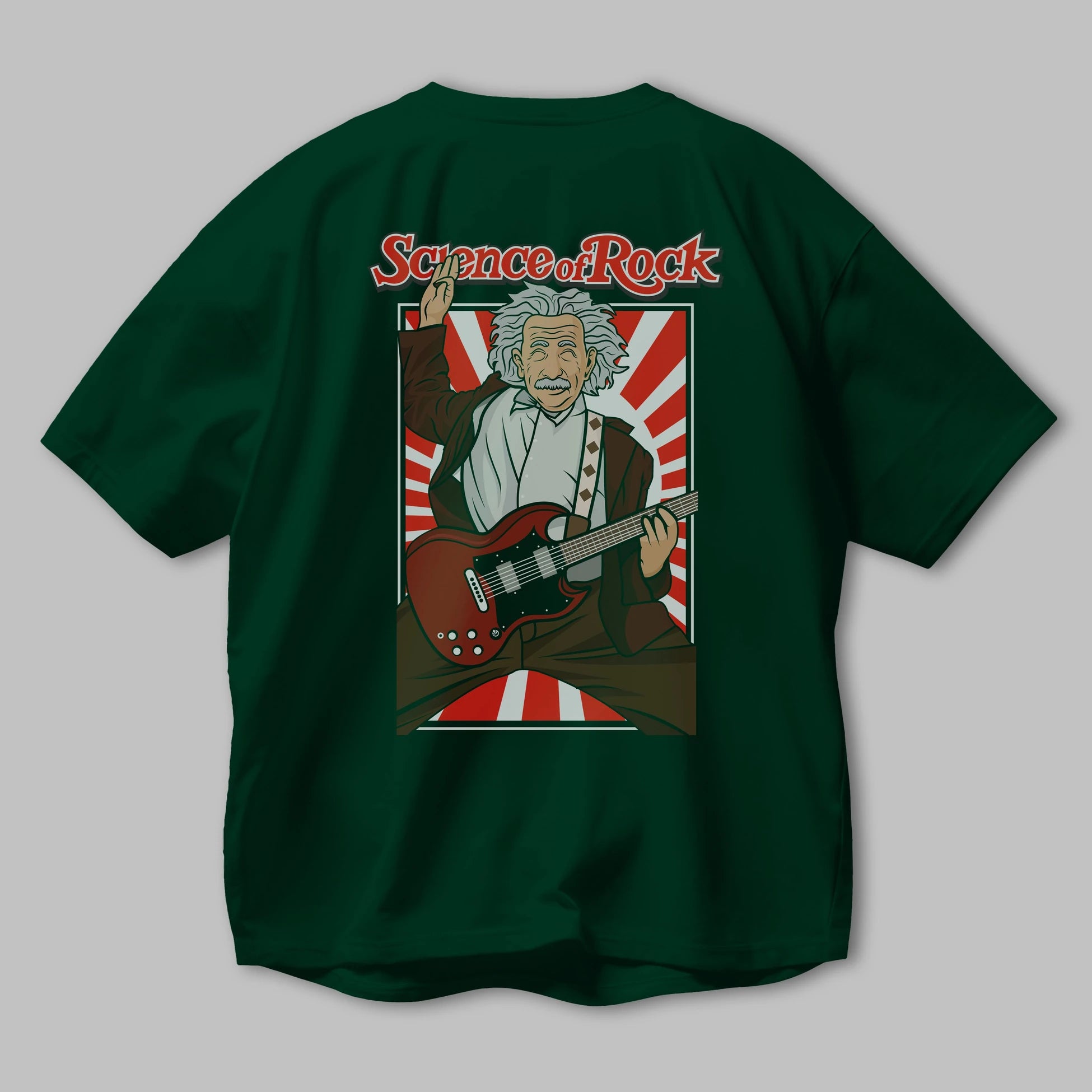 Einstein Science Of Rock Arka Baskılı Oversize t-shirt Erkek Kadın Unisex %100 Pamuk tişort