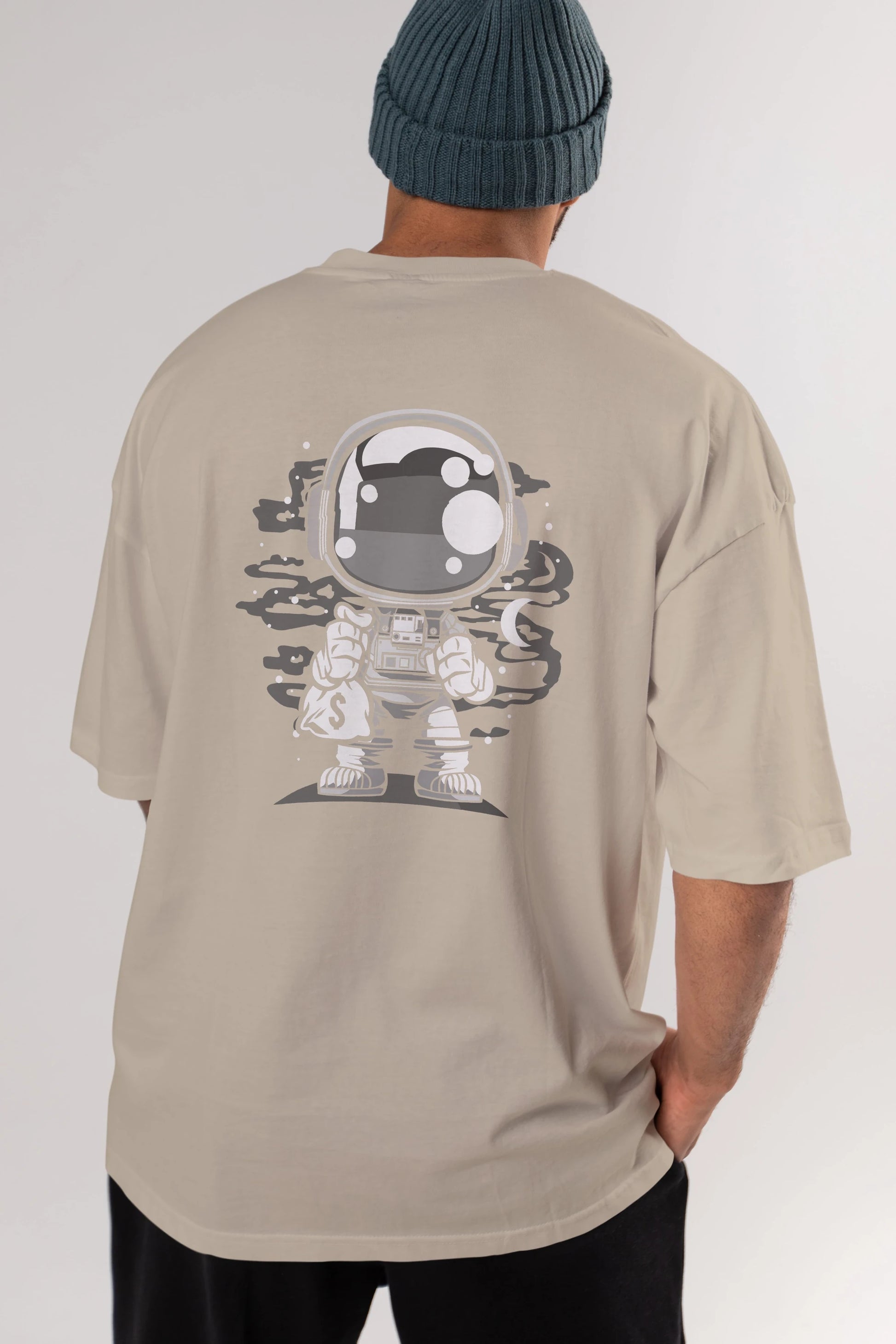 Astronaut Chibi Arka Baskılı Oversize t-shirt Erkek Kadın Unisex