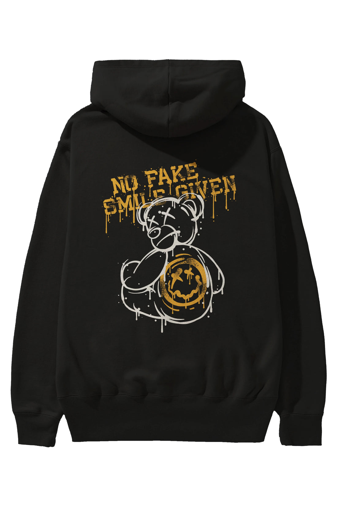 No Fake Smile Given Bear Arka Baskılı Hoodie Oversize Kapüşonlu Sweatshirt Erkek Kadın Unisex