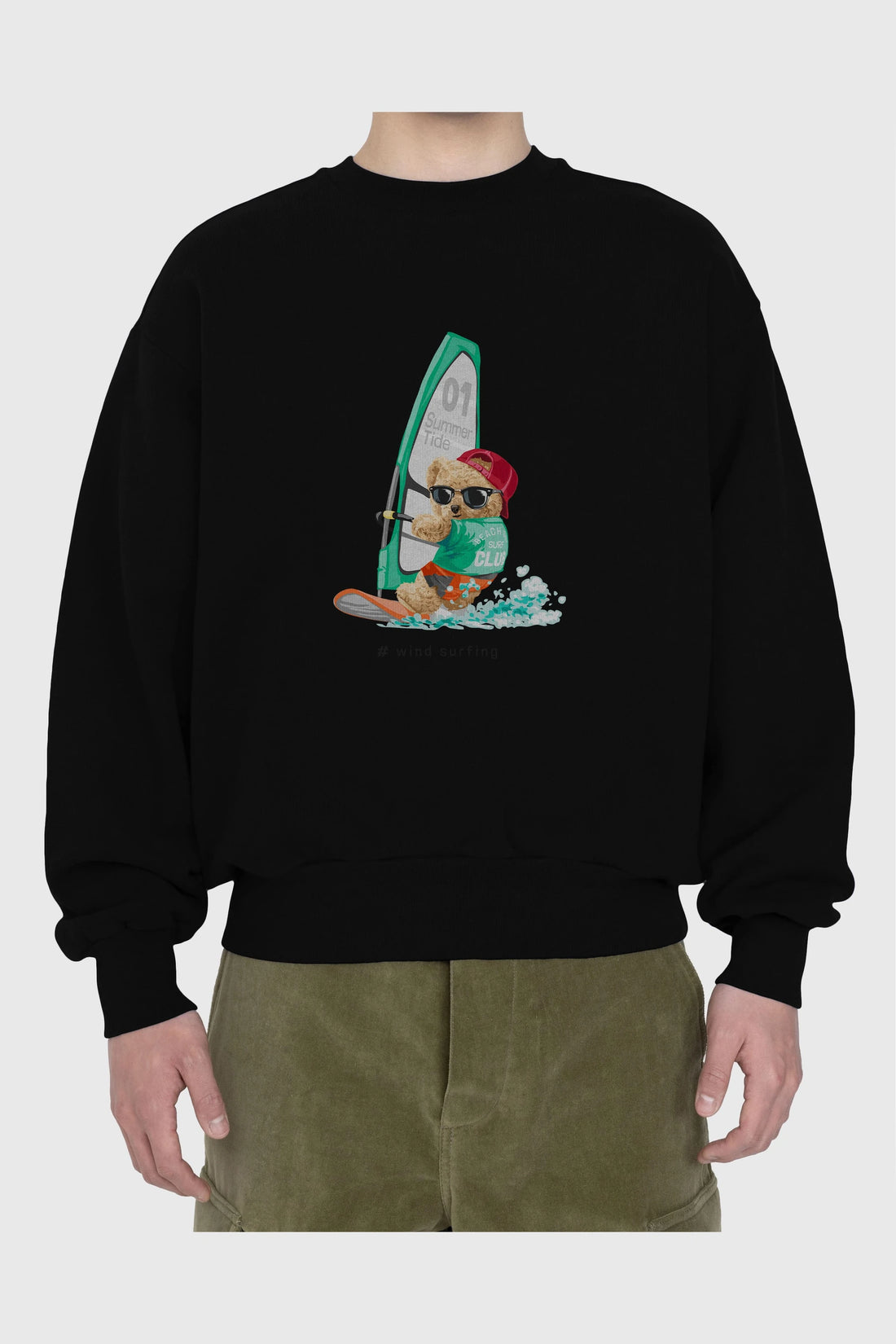 Teddy Bear Summer Tide Ön Baskılı Oversize Sweatshirt Erkek Kadın Unisex