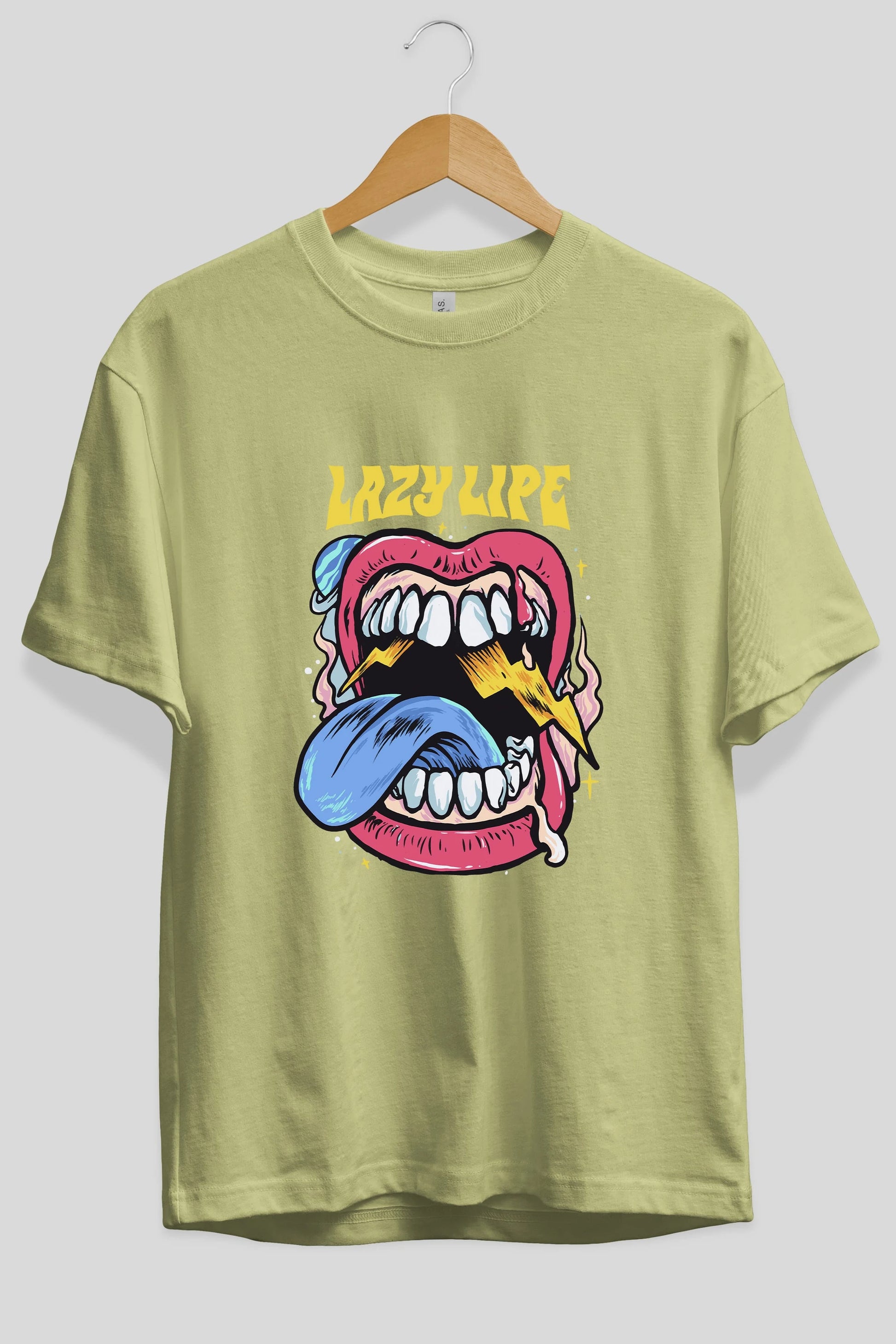 Lazy Lipe Ön Baskılı Oversize t-shirt Erkek Kadın Unisex