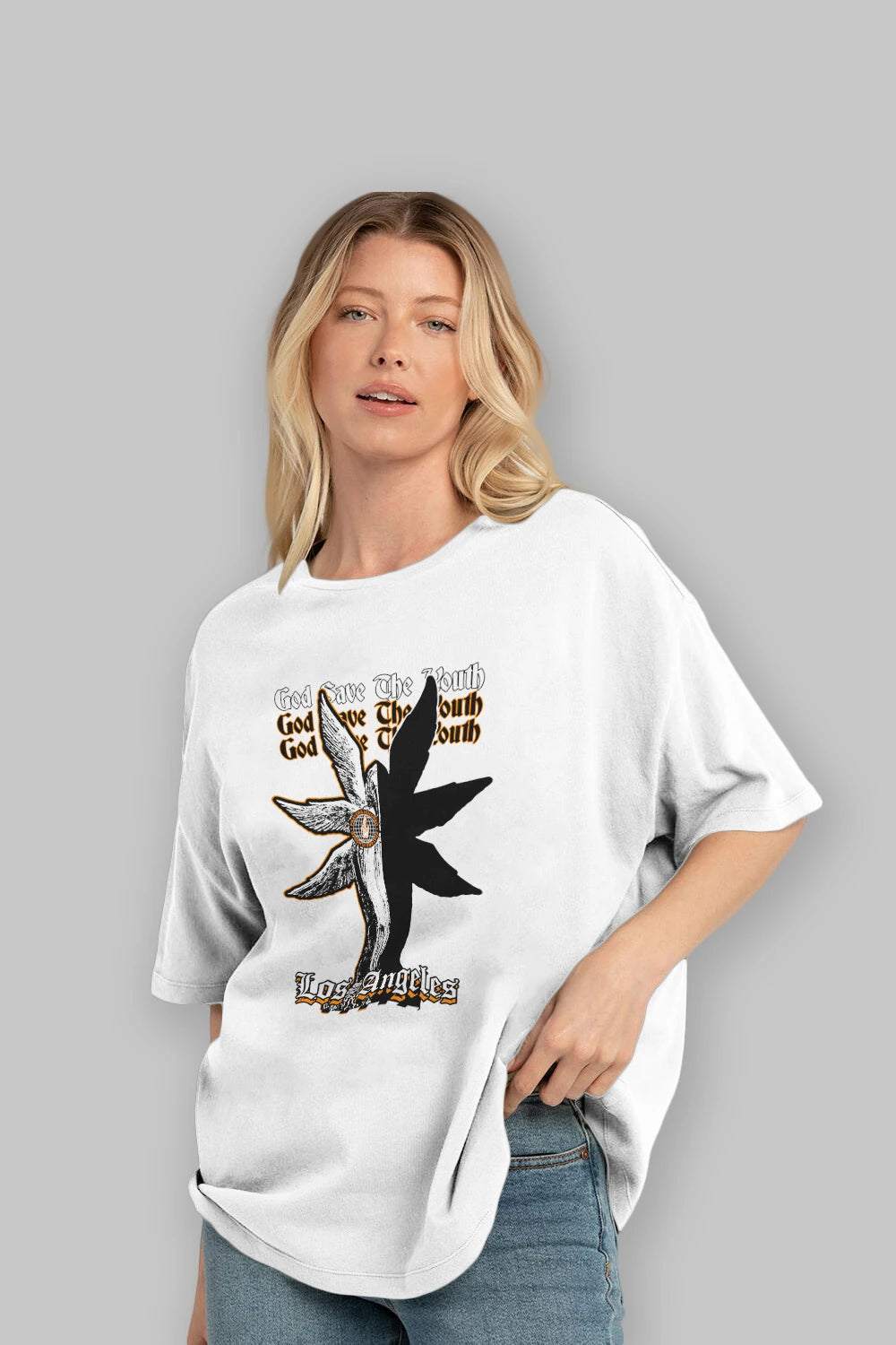 God Save The Youth Ön Baskılı Oversize t-shirt Erkek Kadın Unisex