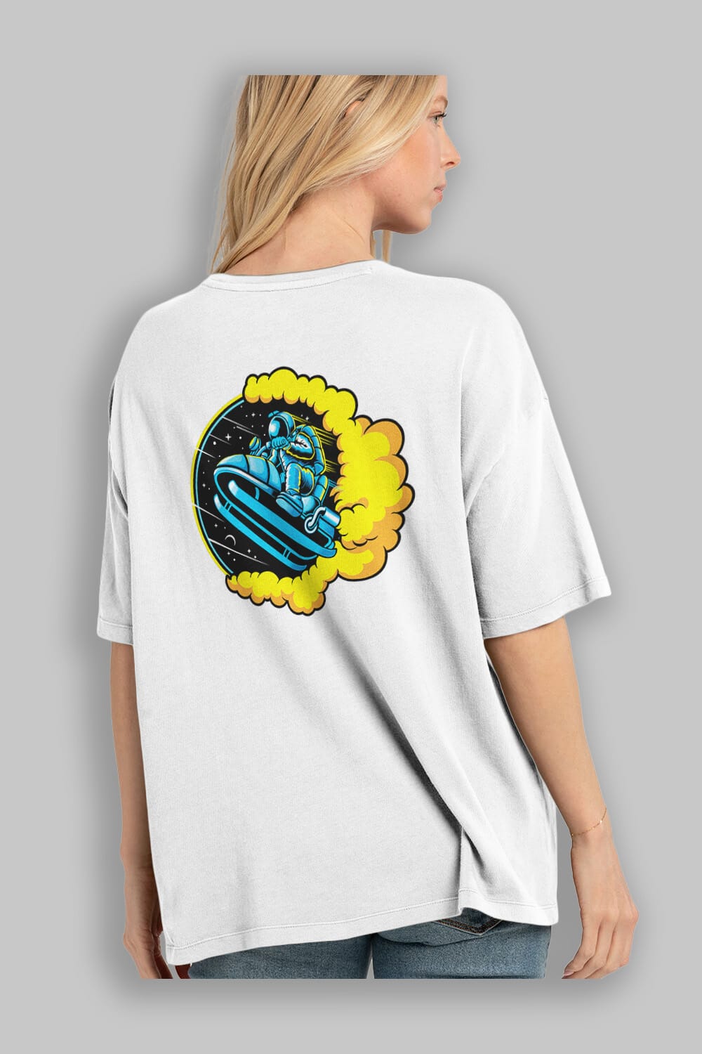Astrojump with Snowmobile Sticker Arka Baskılı Oversize t-shirt Erkek Kadın Unisex
