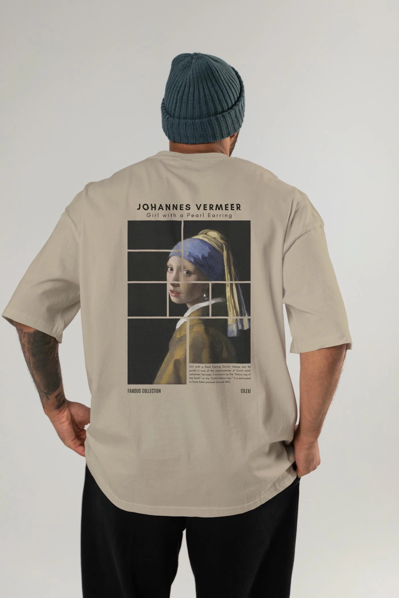 Johannes Vermeer Arka Baskılı Oversize t-shirt Erkek Kadın Bisiklet Yaka Pamuk tişort