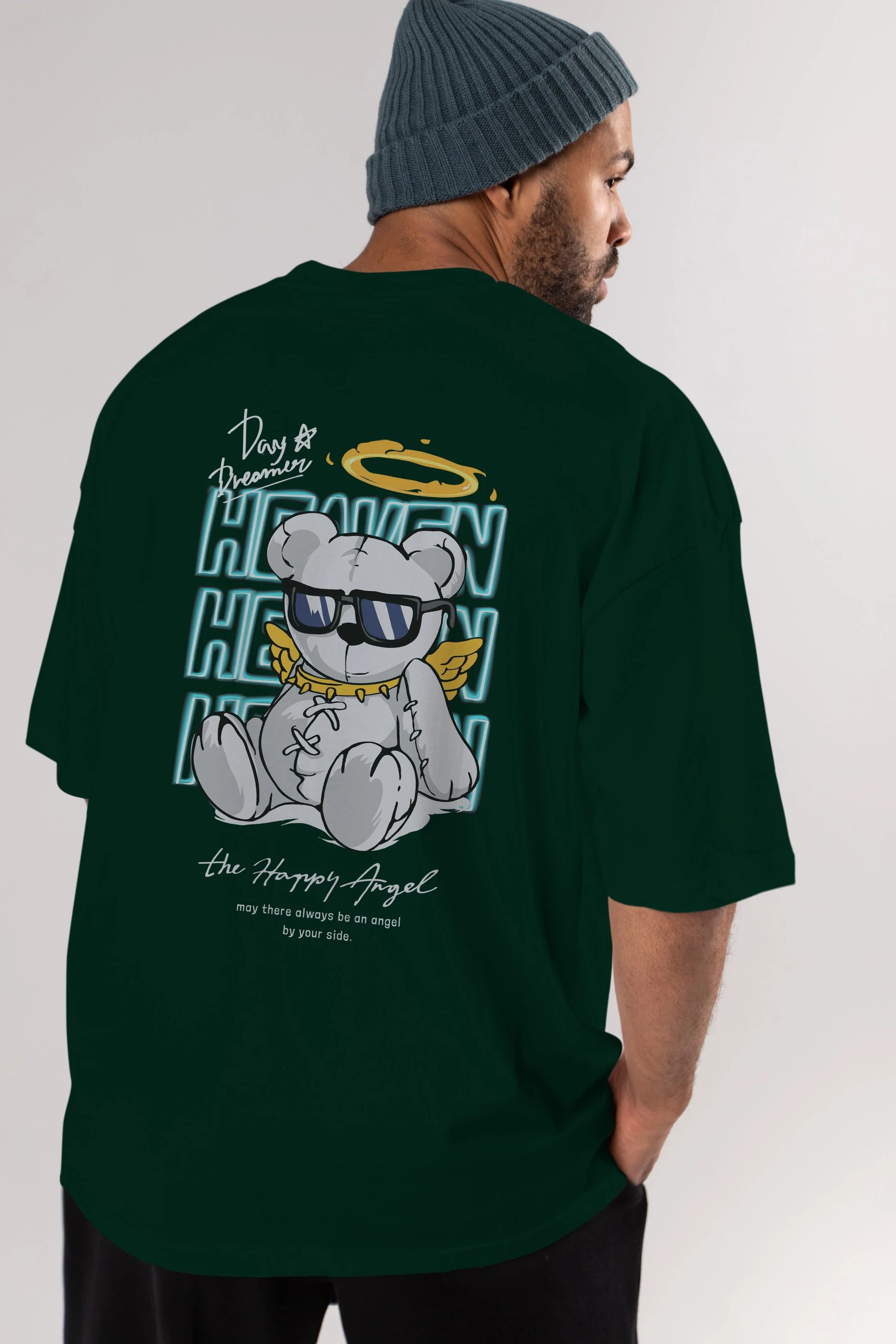 Heaven Bear Arka Baskılı Oversize t-shirt Erkek Kadın Unisex