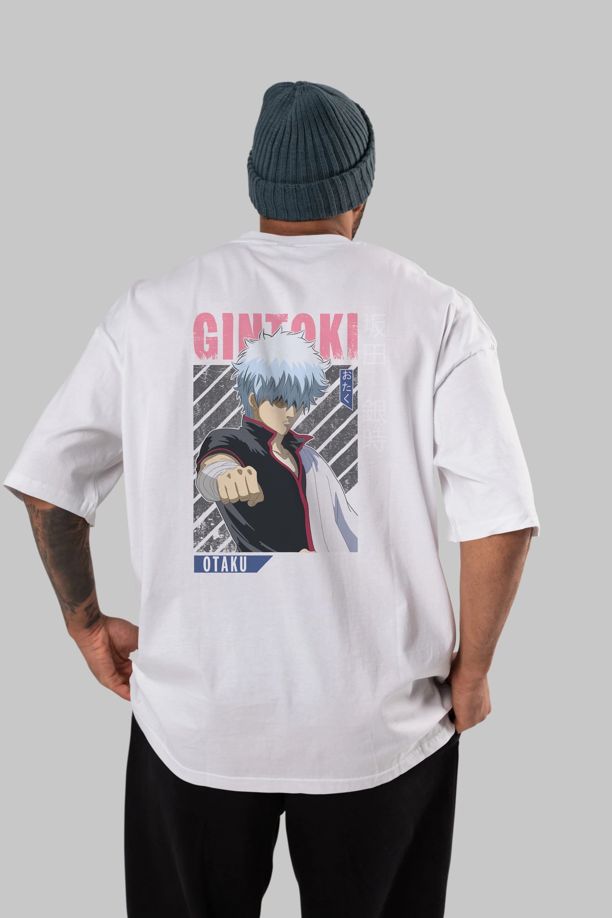 Gintoki Sakata GINTAMA 2 Anime Arka Baskılı Oversize t-shirt Erkek Kadın Unisex