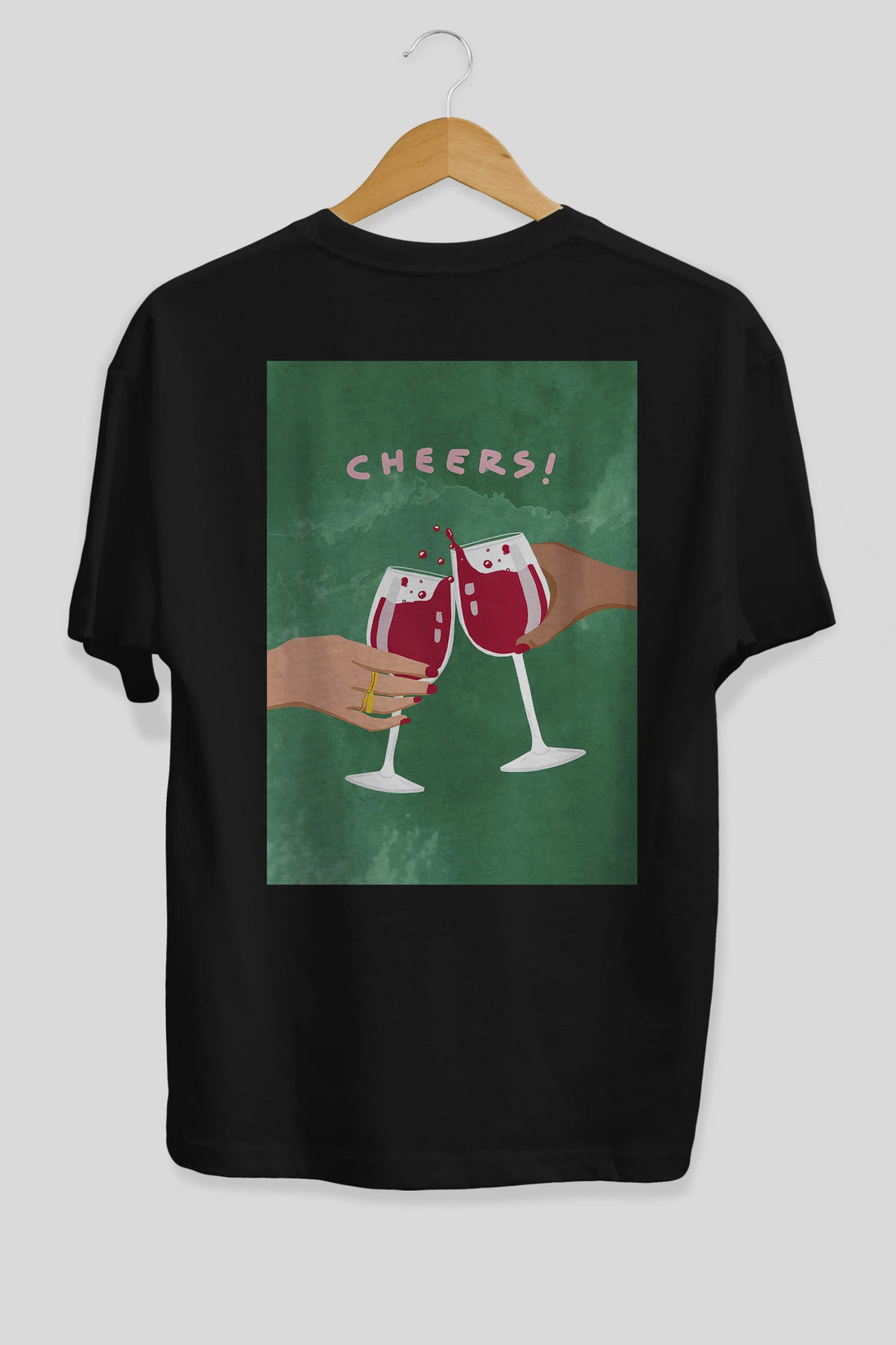 Cheers Arka Baskılı Oversize t-shirt Erkek Kadın Unisex %100 Pamuk Bisiklet Yaka tişort