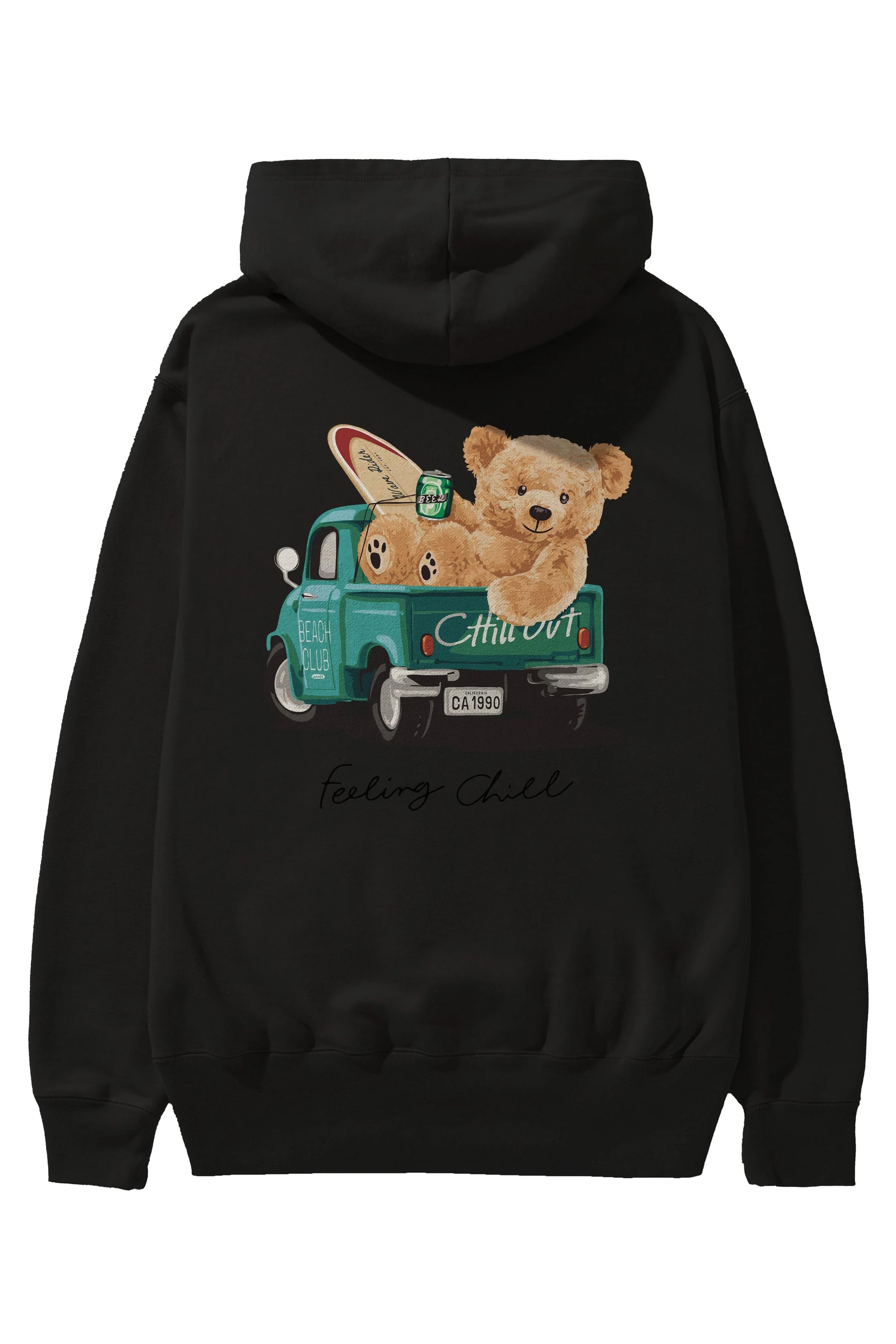 Teddy Bear Chill Out Arka Baskılı Hoodie Oversize Kapüşonlu Sweatshirt Erkek Kadın Unisex