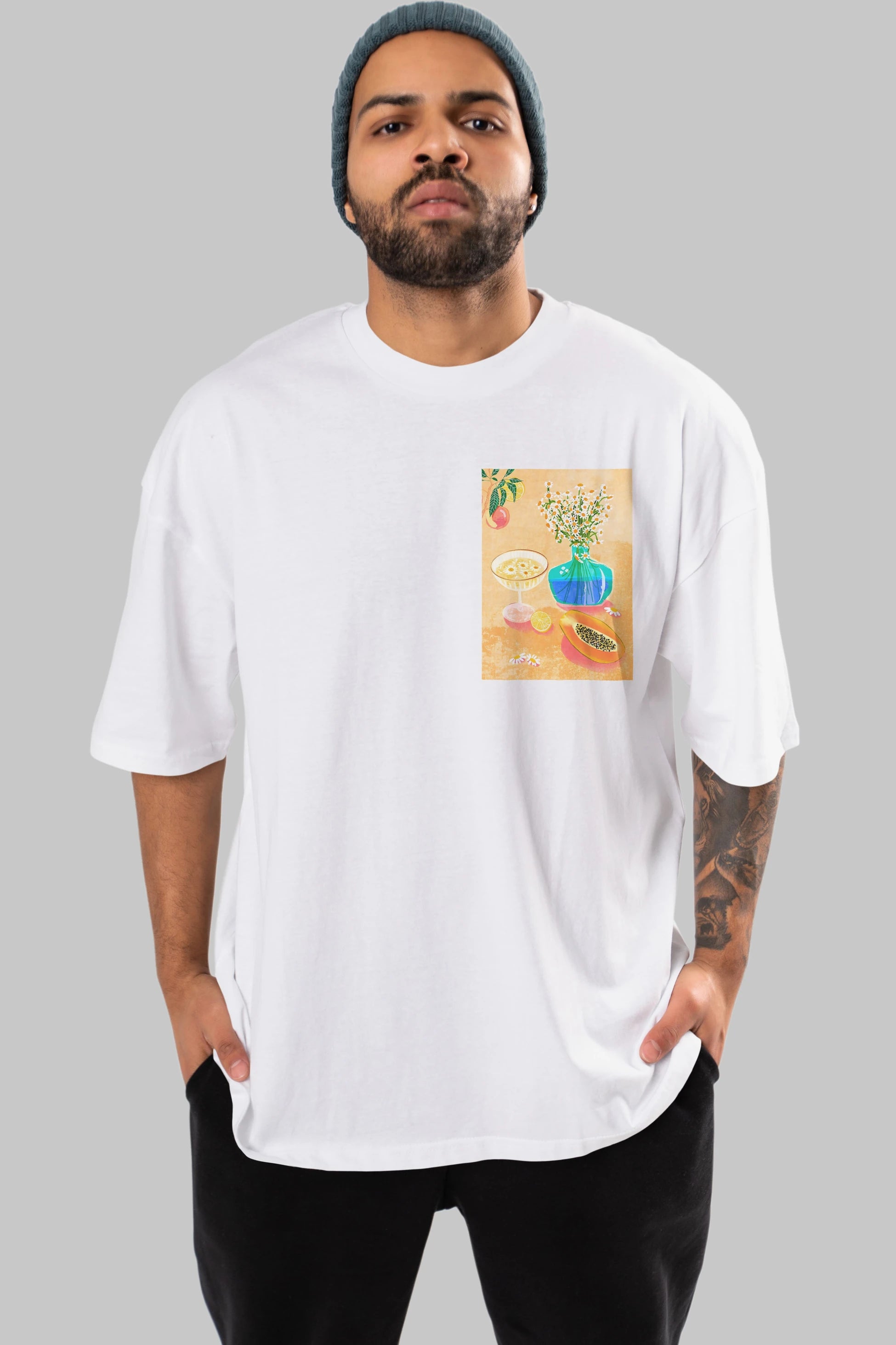 Cheers 2 Ön Sol Baskılı Oversize t-shirt Erkek Kadın Unisex %100 Pamuk Bisiklet Yaka tişort