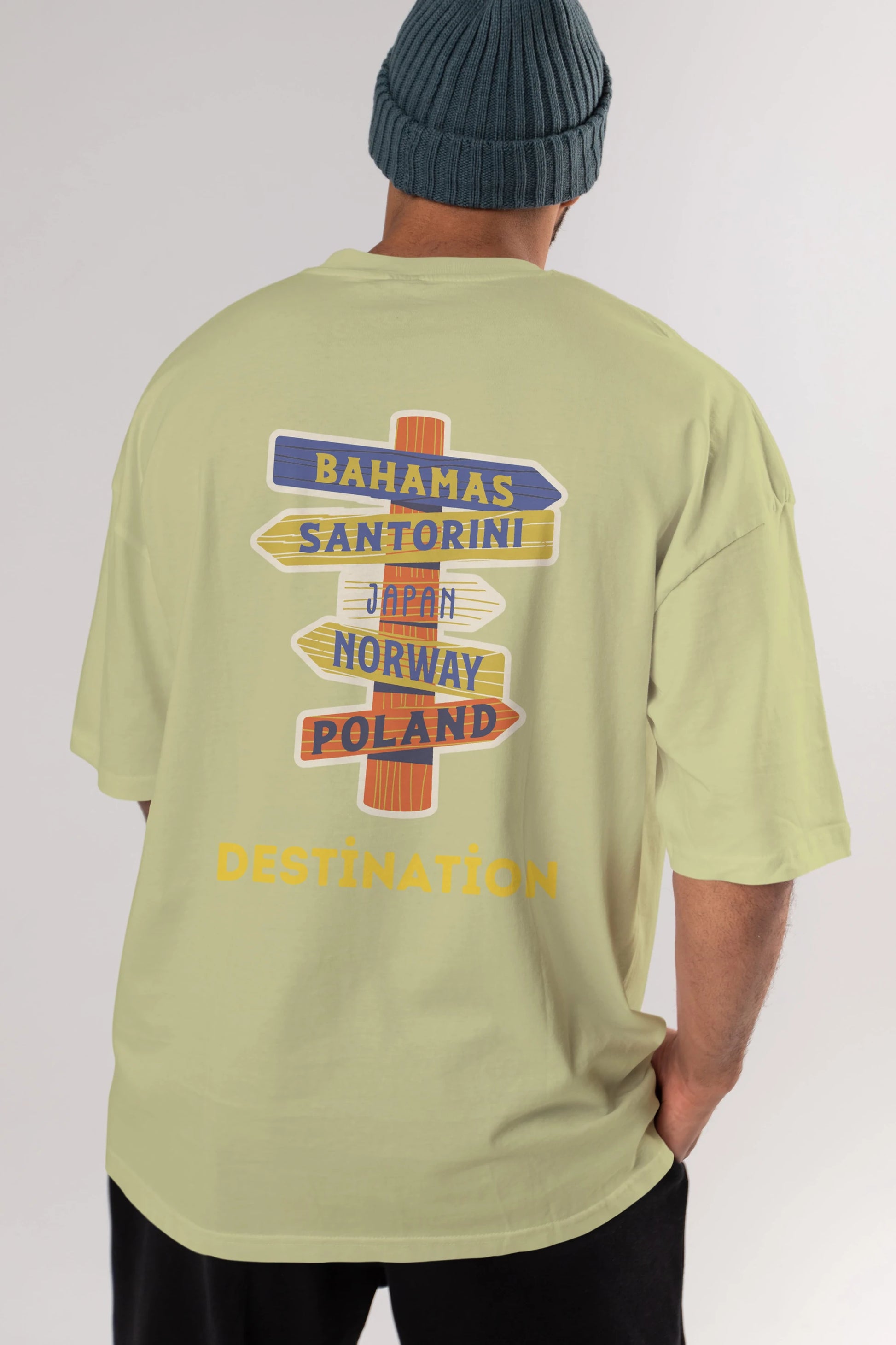 Destination Yazılı Arka Baskılı Oversize t-shirt Erkek Kadın Unisex