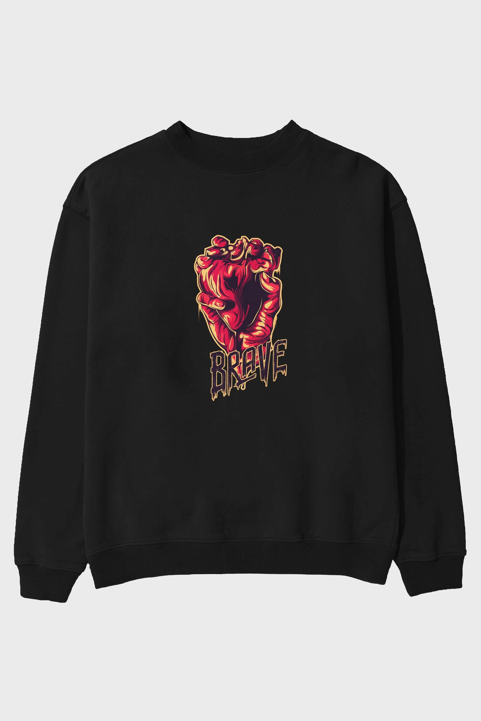 Brave Streetwear Ön Baskılı Oversize Sweatshirt Erkek Kadın Unisex