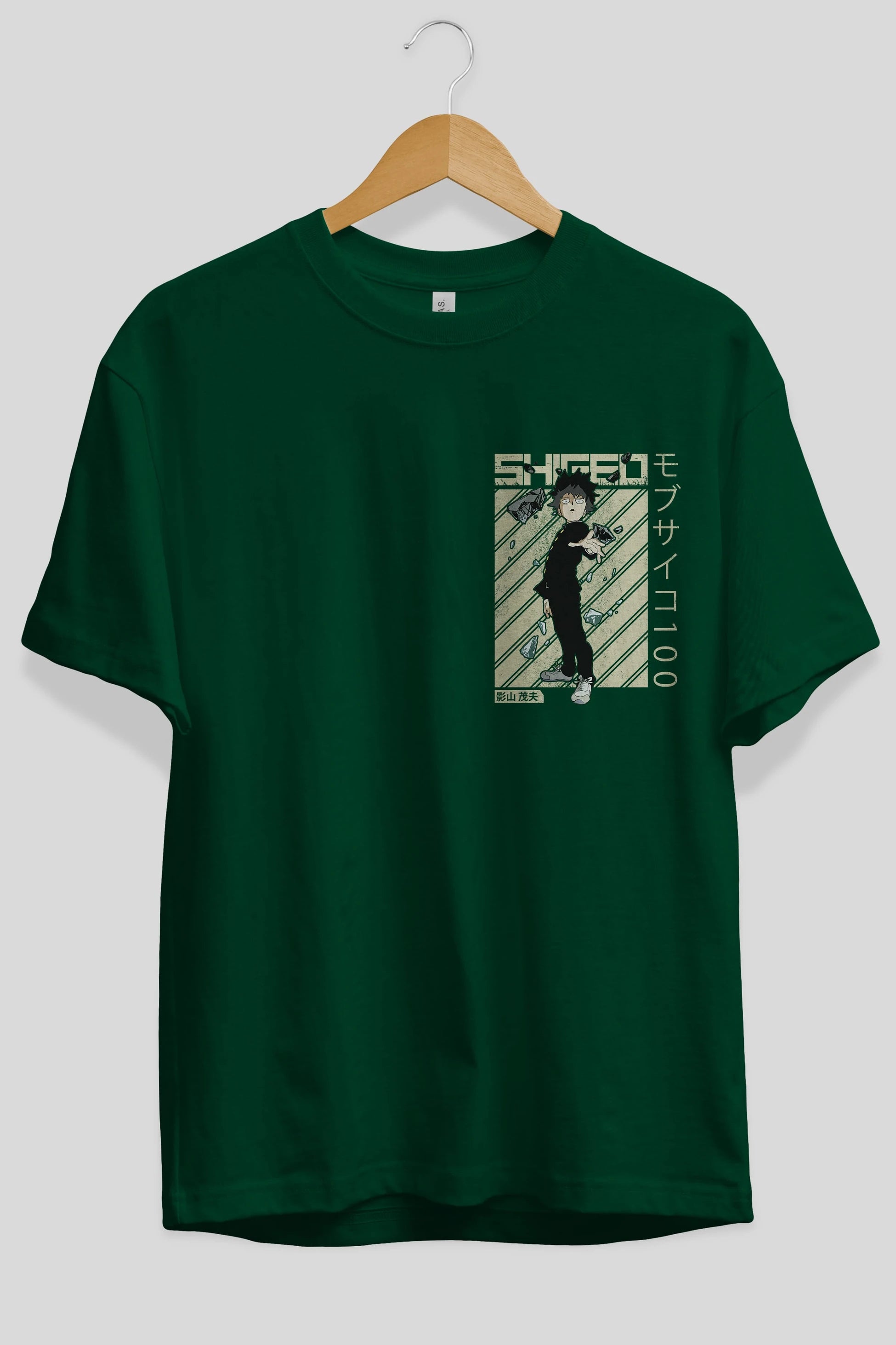 Shigeo Kageyama 3 Ön Sol Baskılı Oversize t-shirt Erkek Kadın Unisex %100 Pamuk Bisiklet Yaka tişort