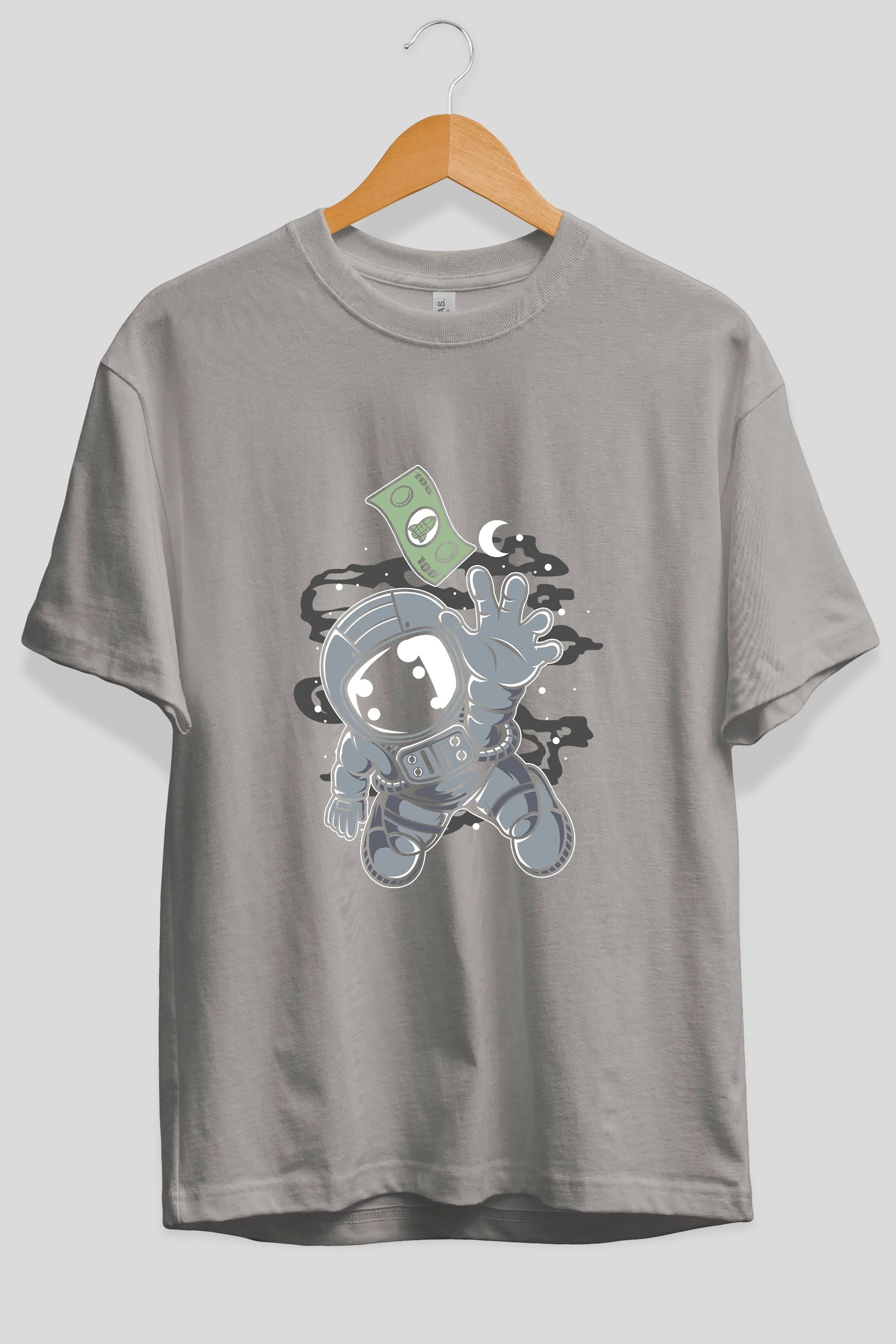 Astronaut Dollar Ön Baskılı Oversize t-shirt Erkek Kadın Unisex
