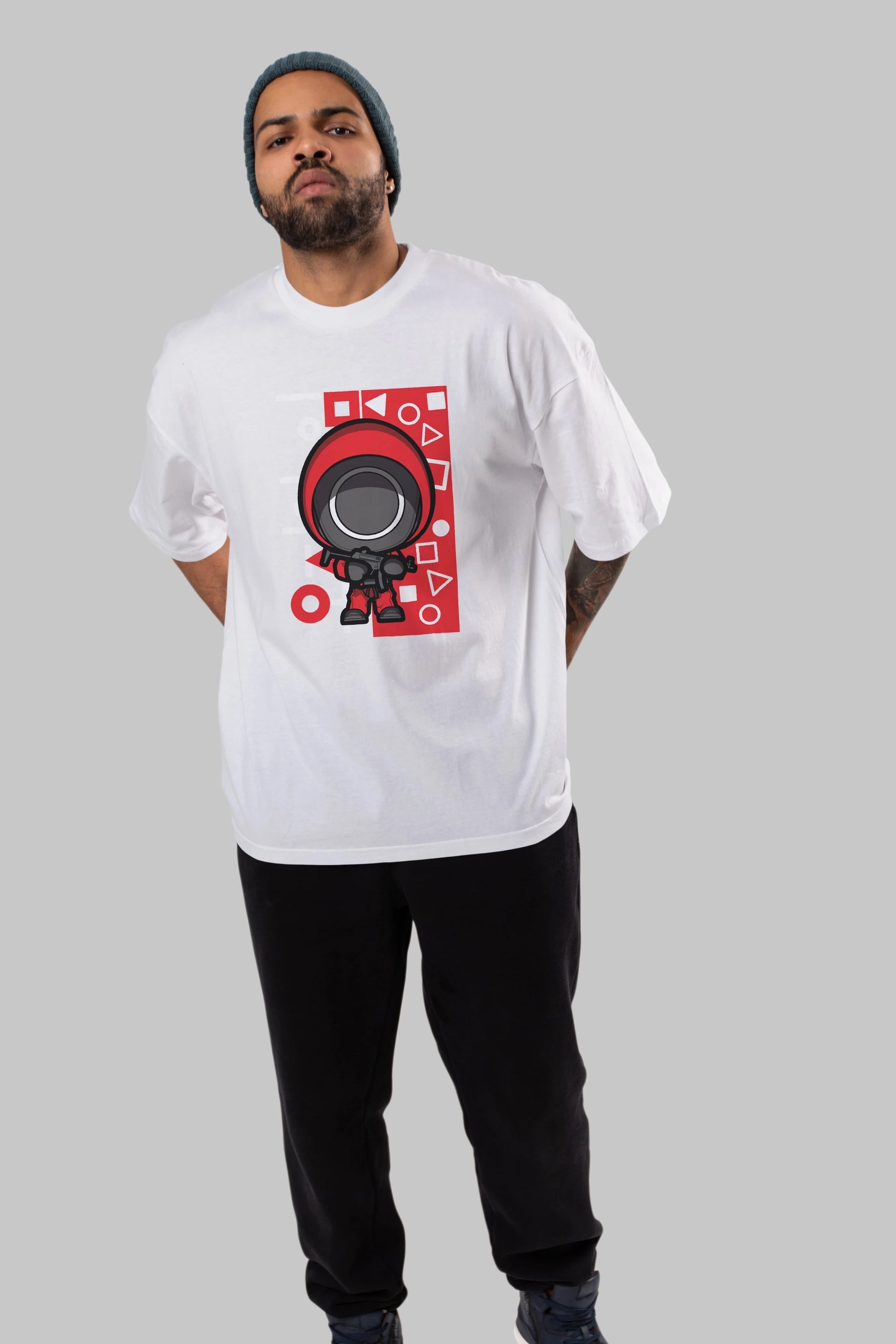 Squid Game (4) Ön Baskılı Oversize t-shirt Erkek Kadın Unisex %100 Pamuk Bisiklet Yaka tişort
