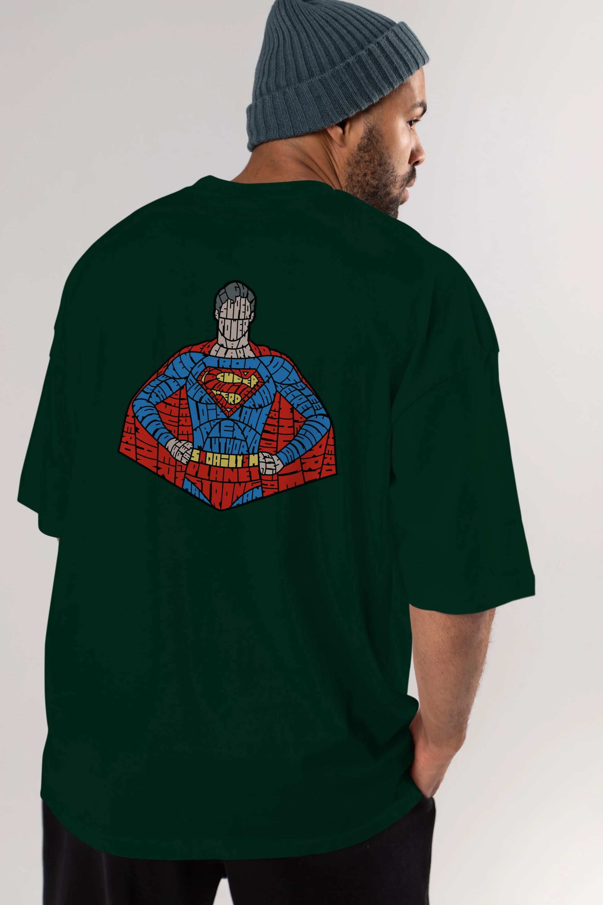 Kryptonian Arka Baskılı Oversize t-shirt %100 pamuk Erkek Kadın Unisex