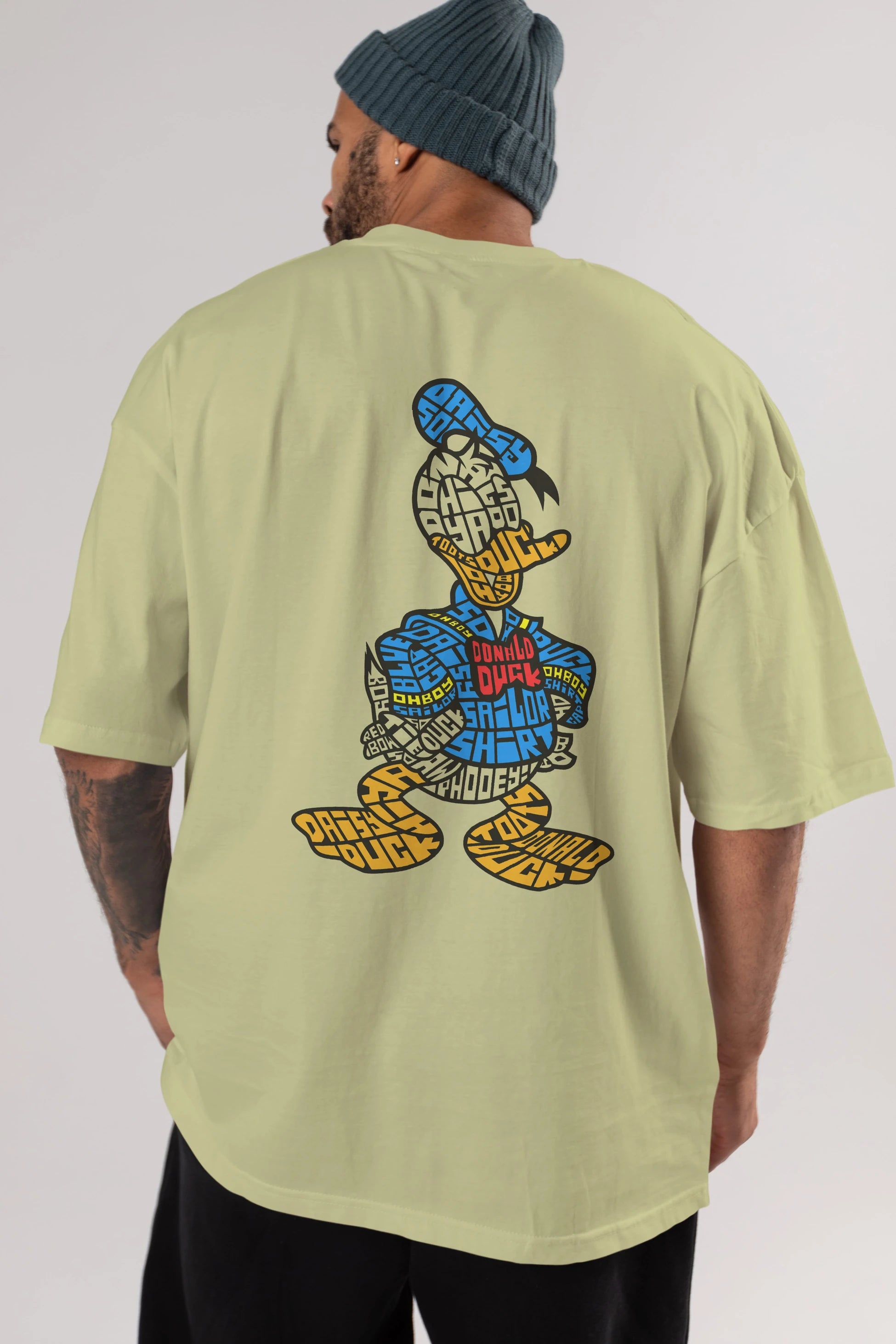 Donald Arka Baskılı Oversize t-shirt %100 pamuk Erkek Kadın Unisex