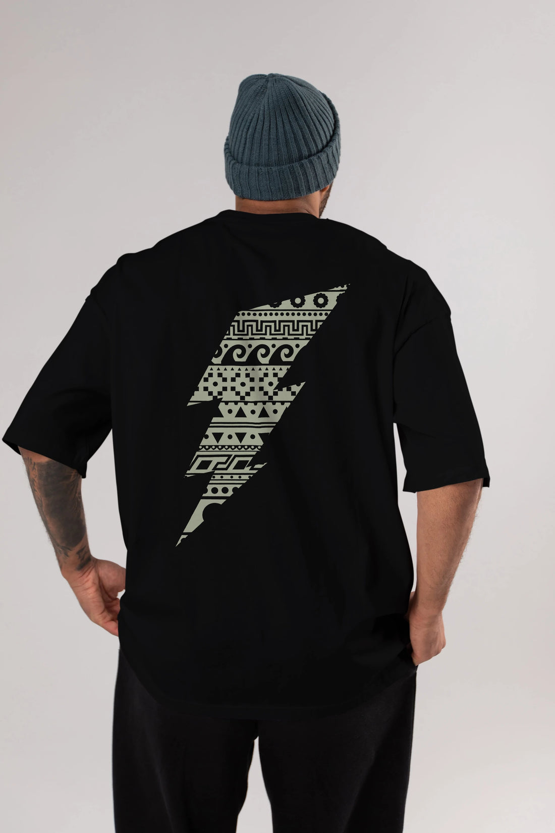 Thunderbolt Arka Baskılı Oversize t-shirt %100 pamuk Erkek Kadın Unisex