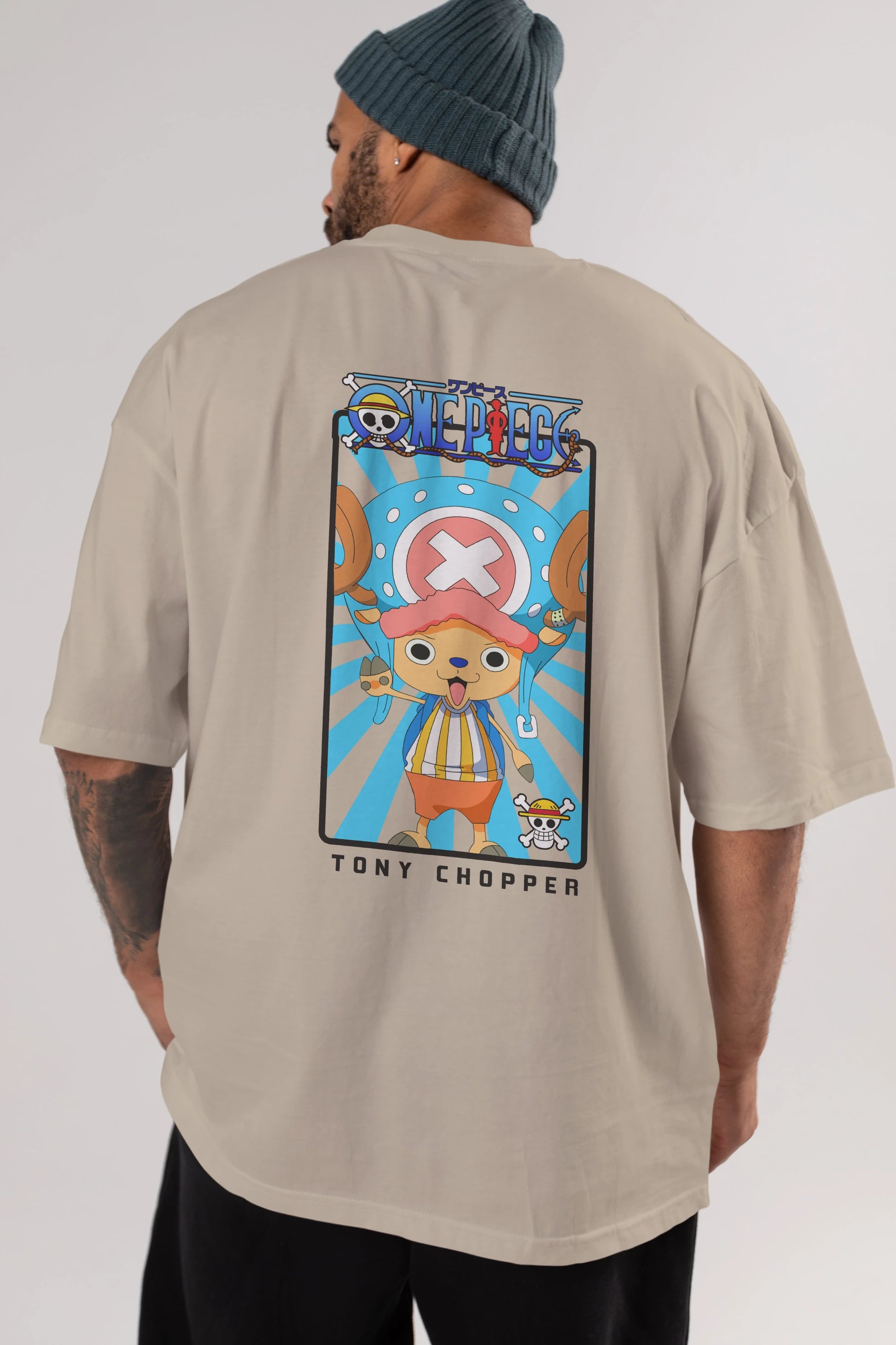 Chopper Anime Arka Baskılı Oversize t-shirt Erkek Kadın Unisex %100 pamuk tişort