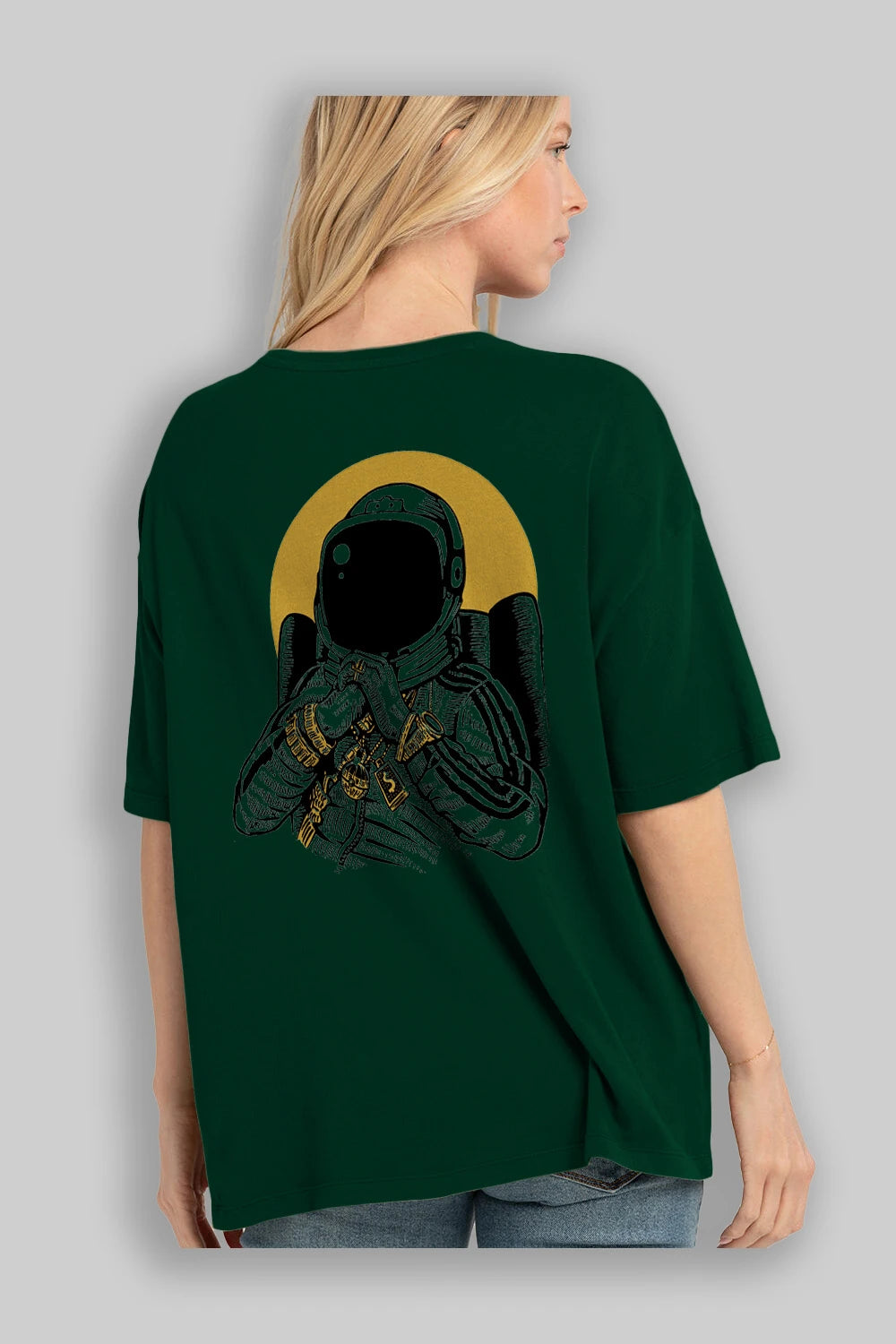 Space Dee Jay Arka Baskılı Oversize t-shirt Erkek Kadın Unisex %100 Pamuk