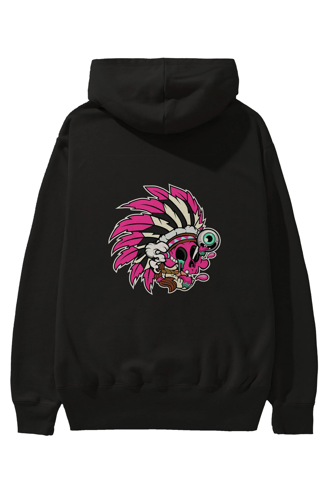 Skull Indian Arka Baskılı Hoodie Oversize Kapüşonlu Sweatshirt Erkek Kadın Unisex