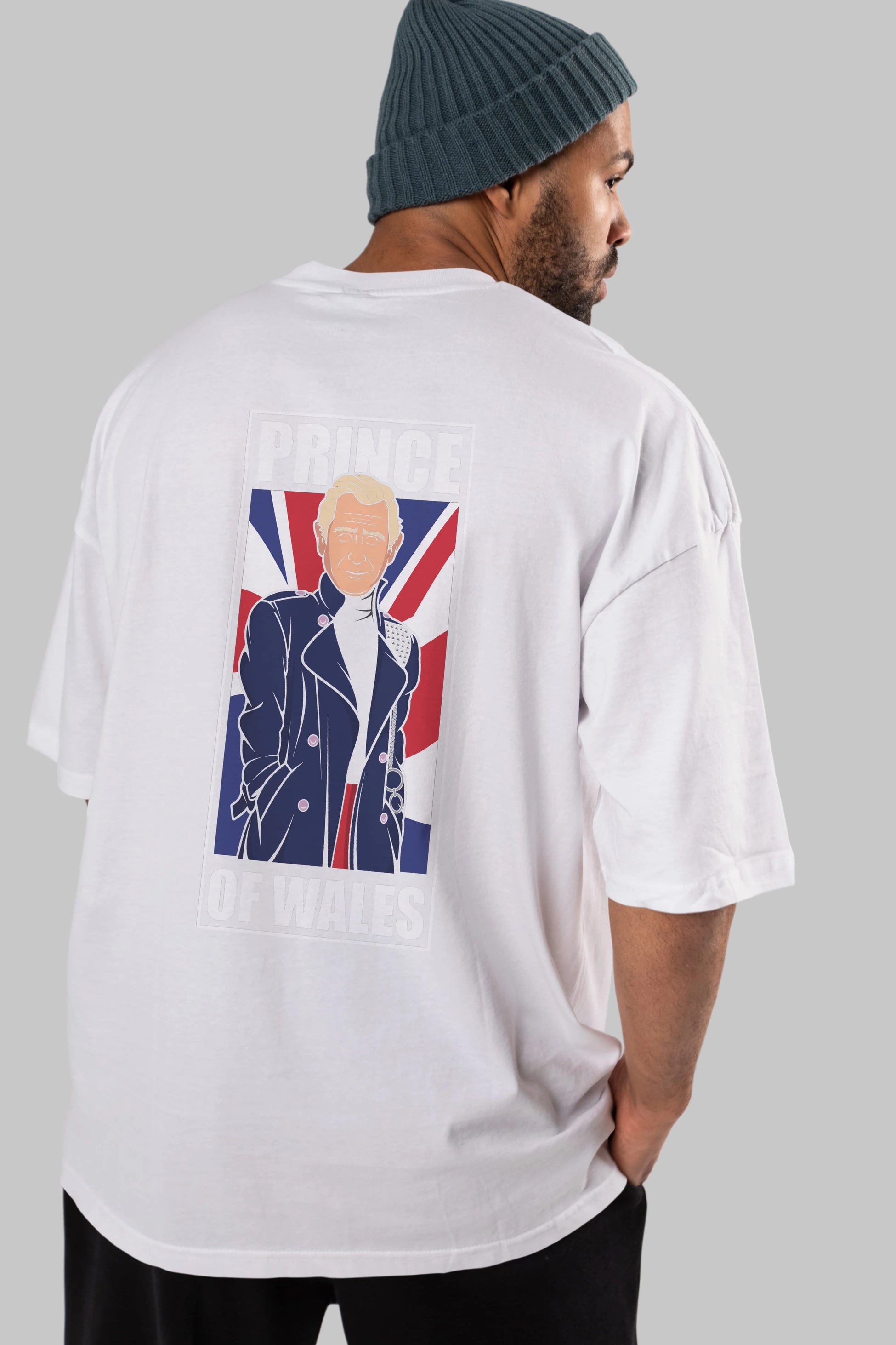 Prince Charles Arka Baskılı Oversize t-shirt Erkek Kadın Unisex %100 Pamuk tişort