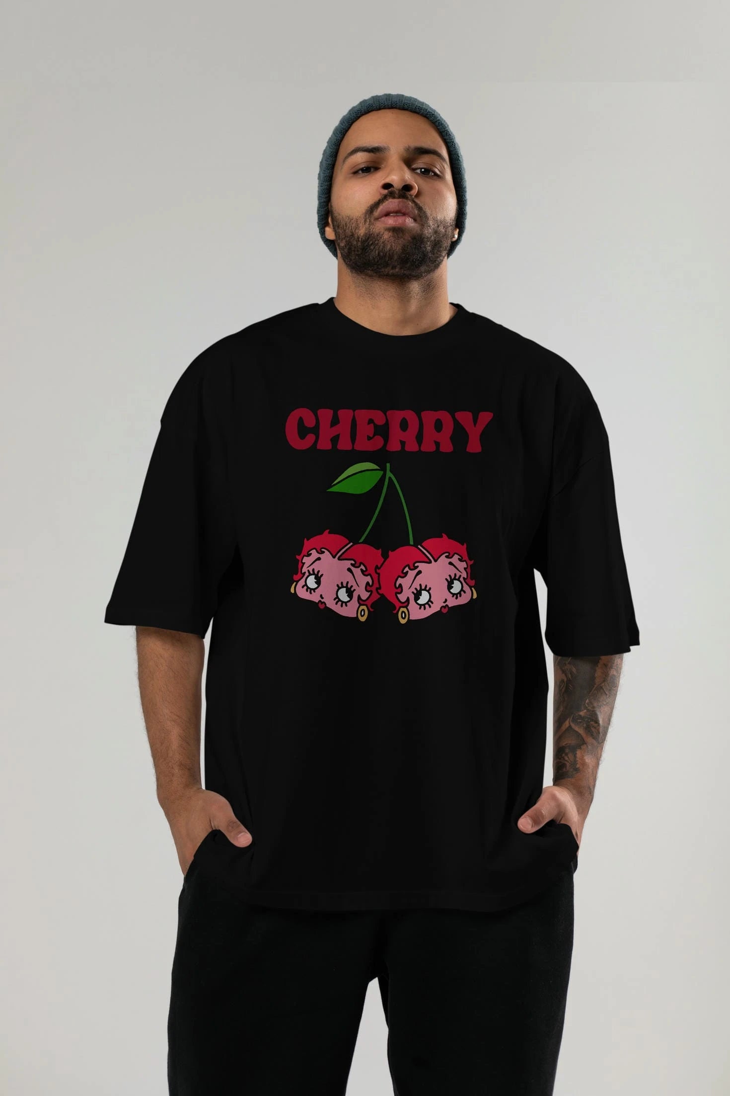 Cherry Cherries 10 Ön Baskılı Oversize t-shirt Erkek Kadın Pamuk Bisiklet Yaka tişort