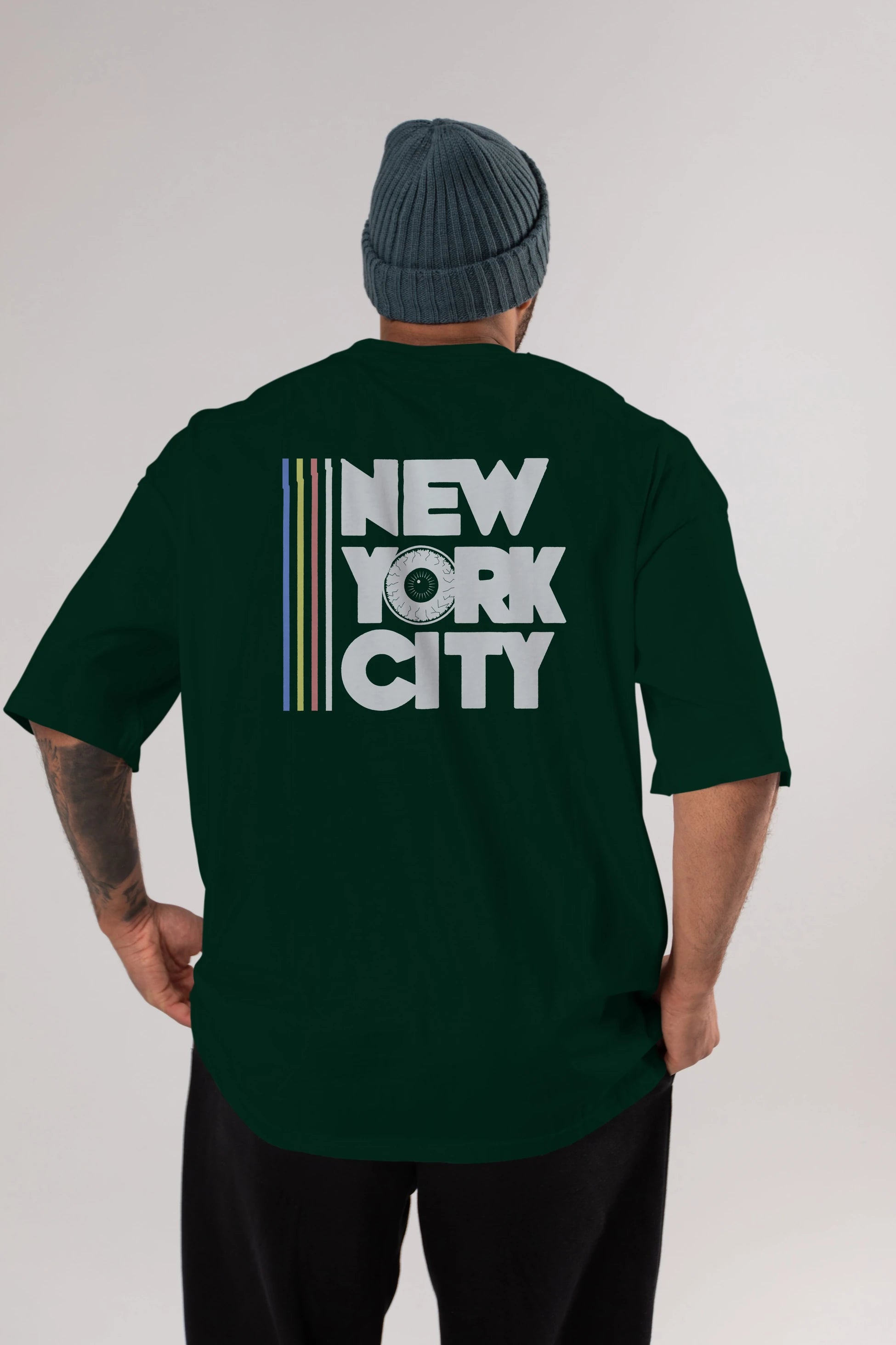 New York City Style Arka Baskılı Oversize t-shirt Erkek Kadın Unisex