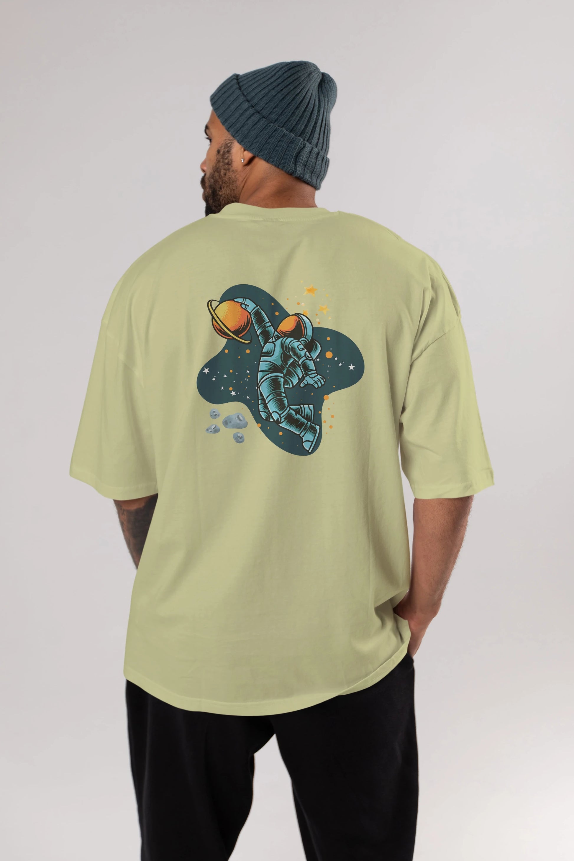 Astronot Basketbol Arka Baskılı Oversize t-shirt Erkek Kadın Unisex