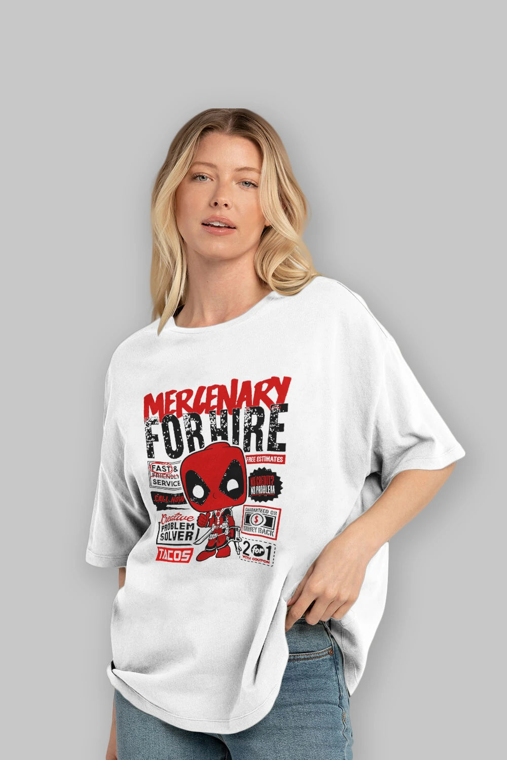 Deadpool (18) Ön Baskılı Oversize t-shirt Erkek Kadın Unisex %100 Pamuk Bisiklet Yaka tişort
