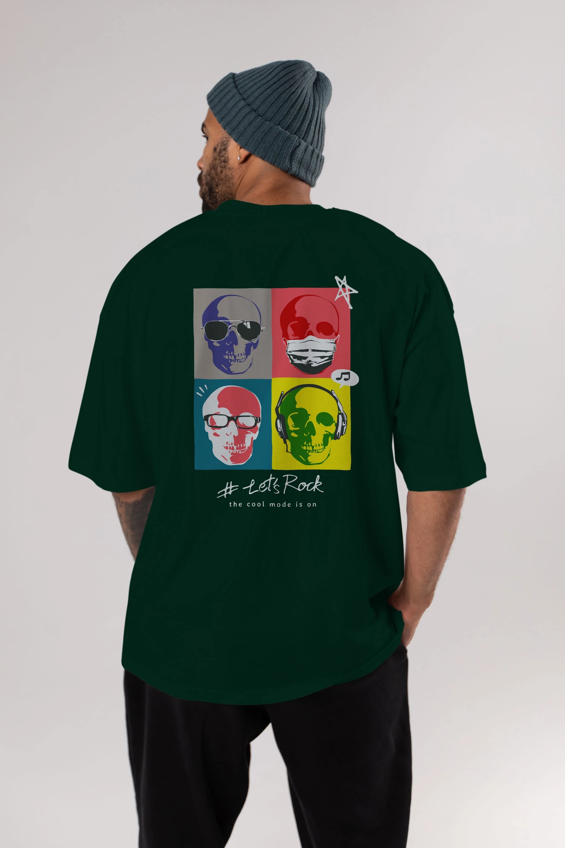 Lets Rock Arka Baskılı Oversize t-shirt Erkek Kadın Unisex