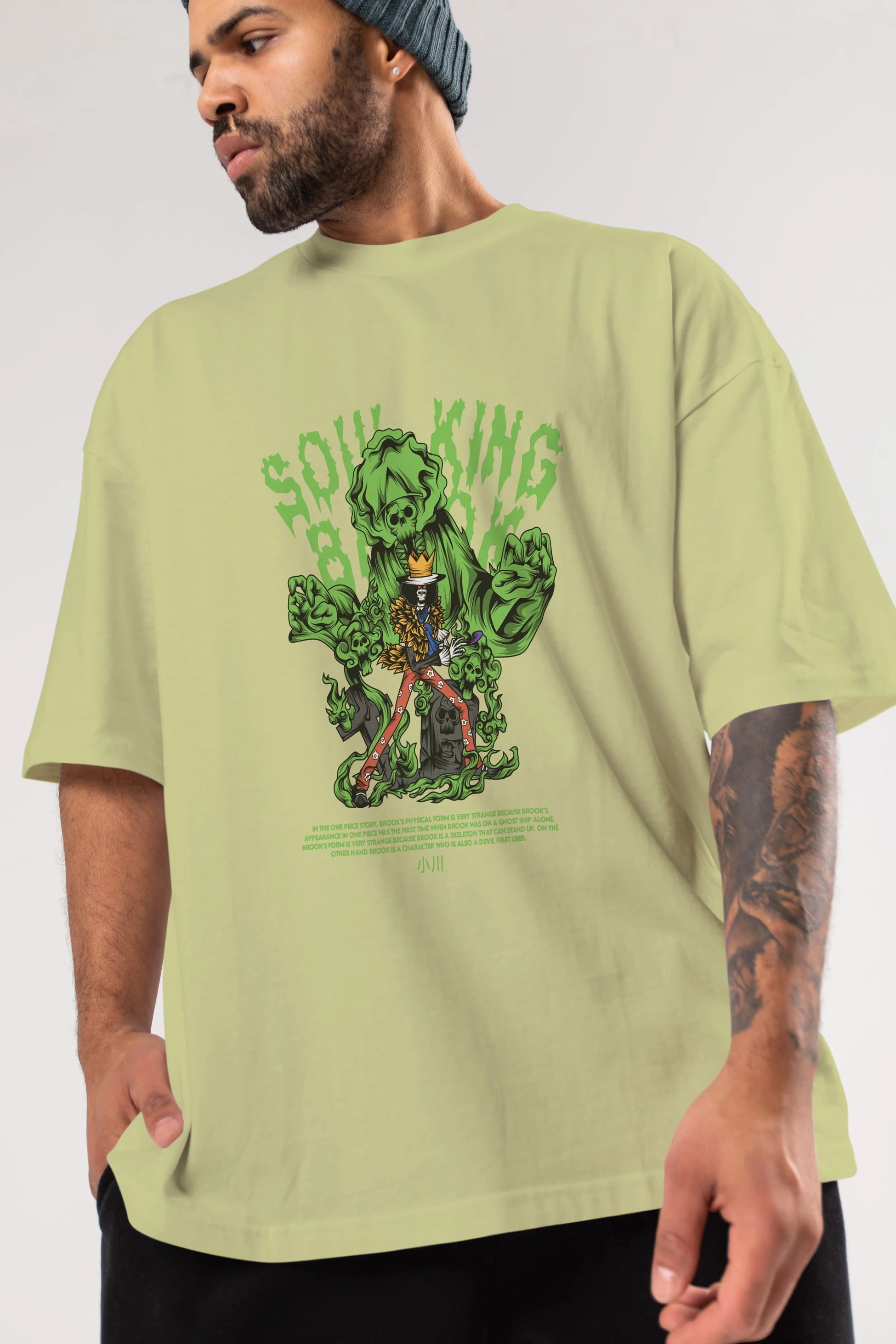 Soul King Brook Anime Ön Baskılı Oversize t-shirt %100 pamuk Erkek Kadın Unisex