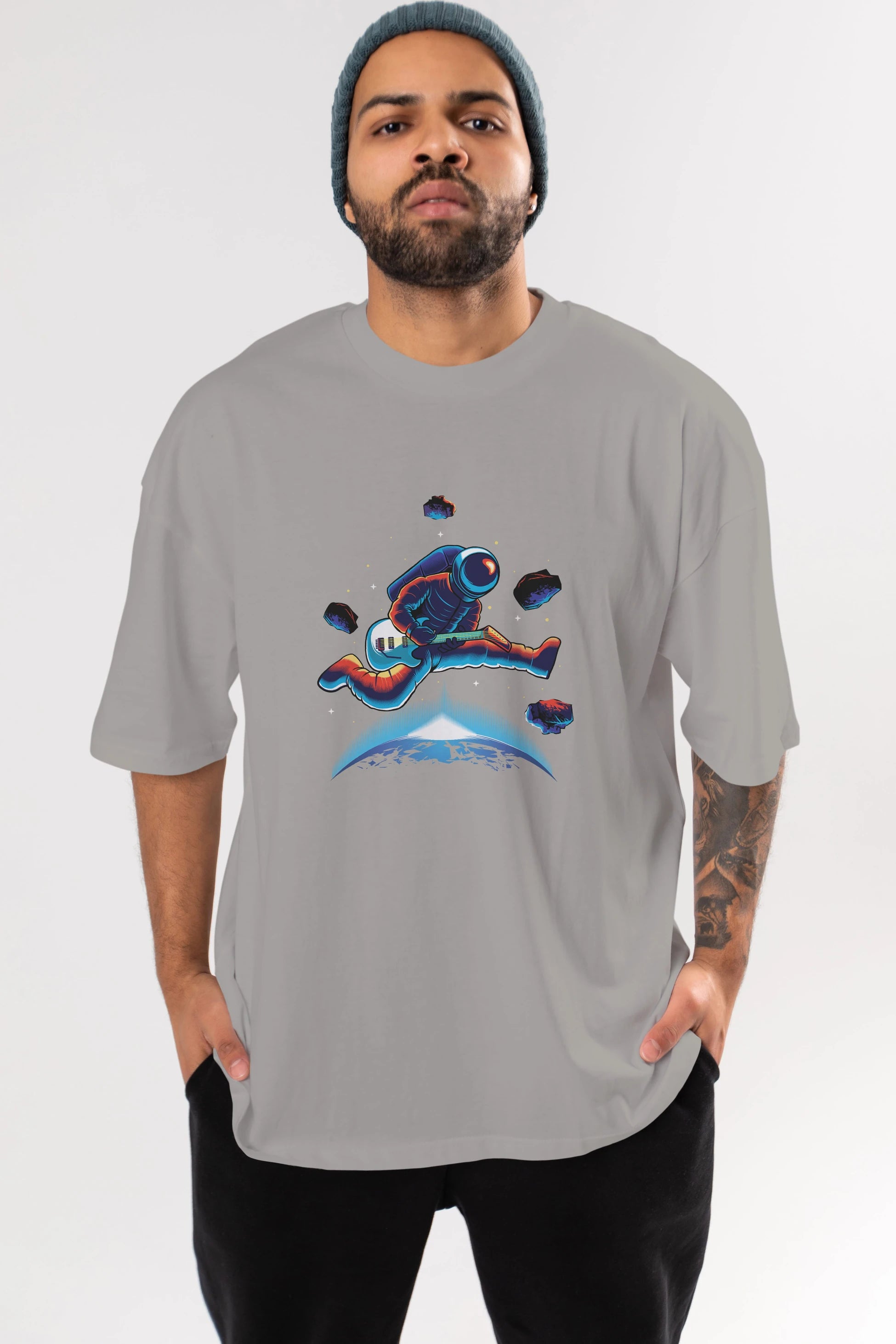 Astroguitar Ön Baskılı Oversize t-shirt Erkek Kadın Unisex
