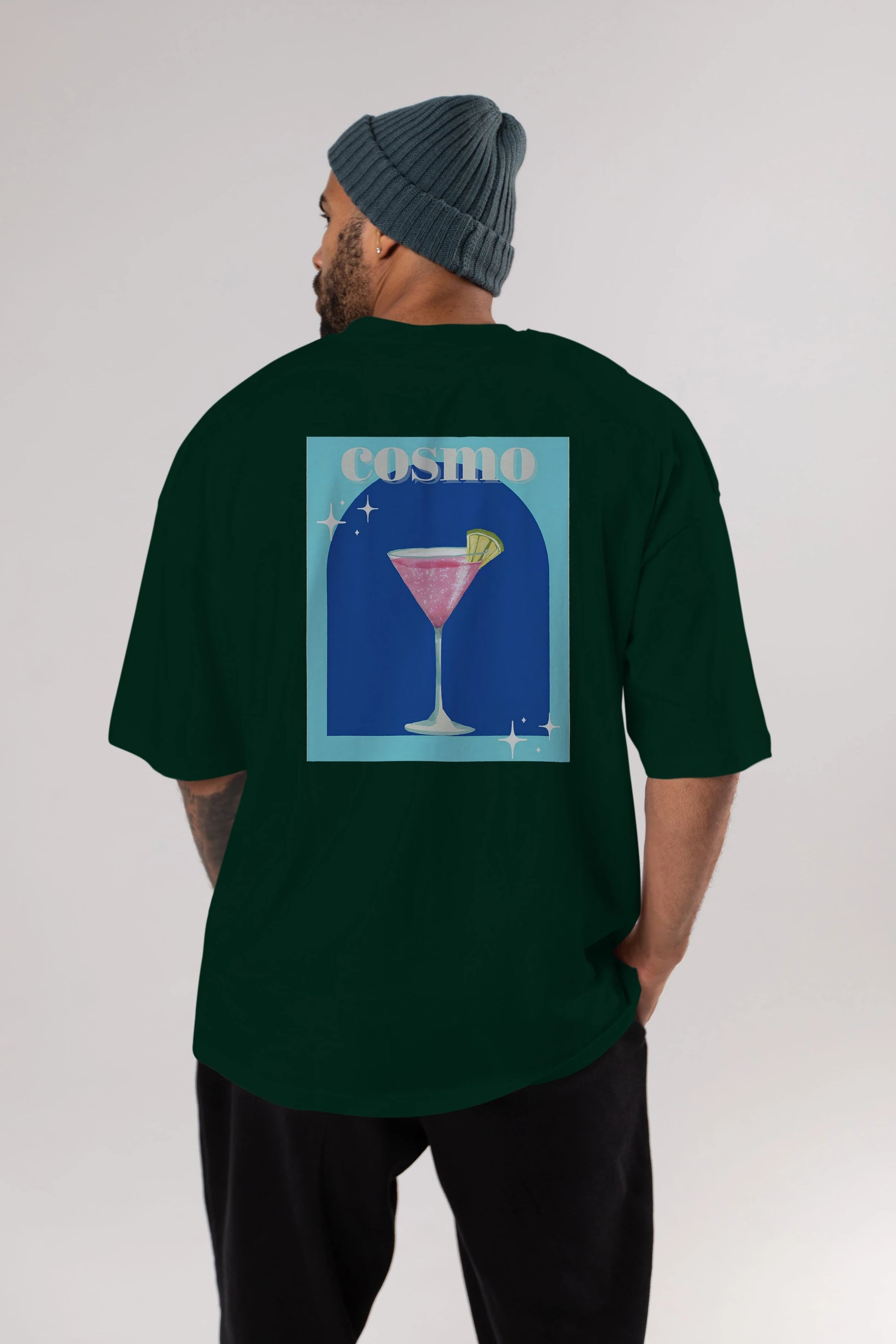 Cosmopolitan 2 Arka Baskılı Oversize t-shirt Erkek Kadın Unisex %100 Pamuk Bisiklet Yaka tişort