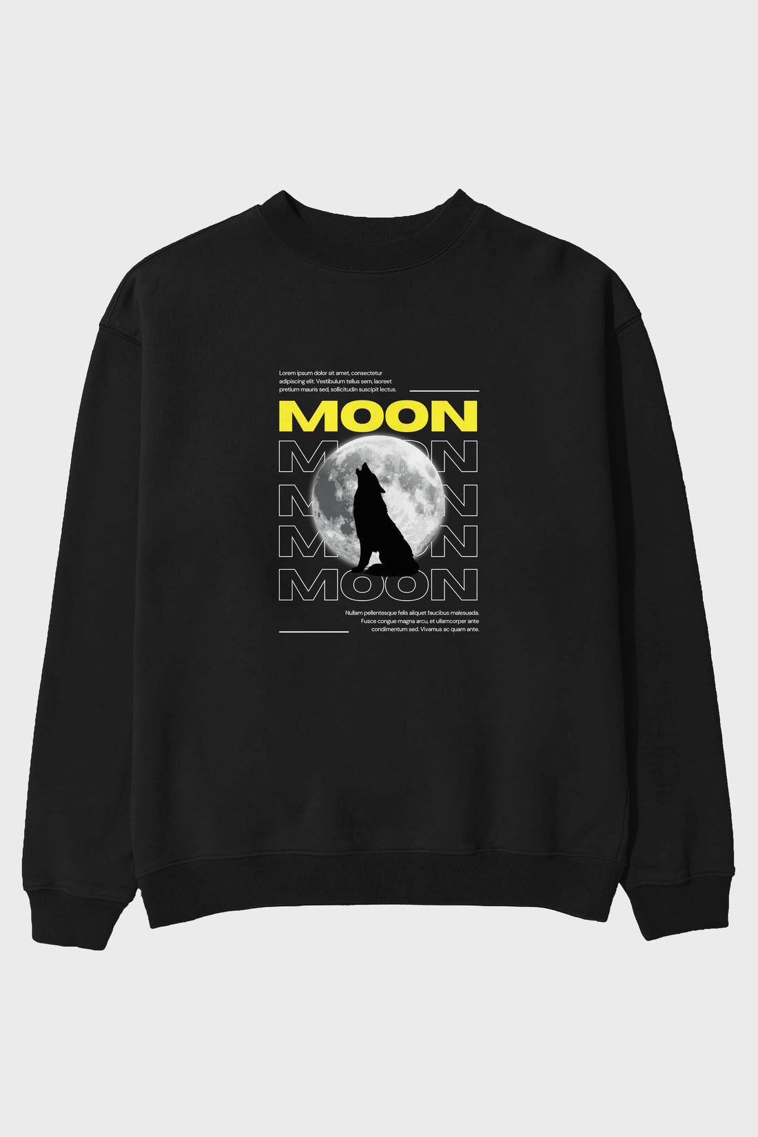 Moon Ön Baskılı Oversize Sweatshirt Erkek Kadın Unisex