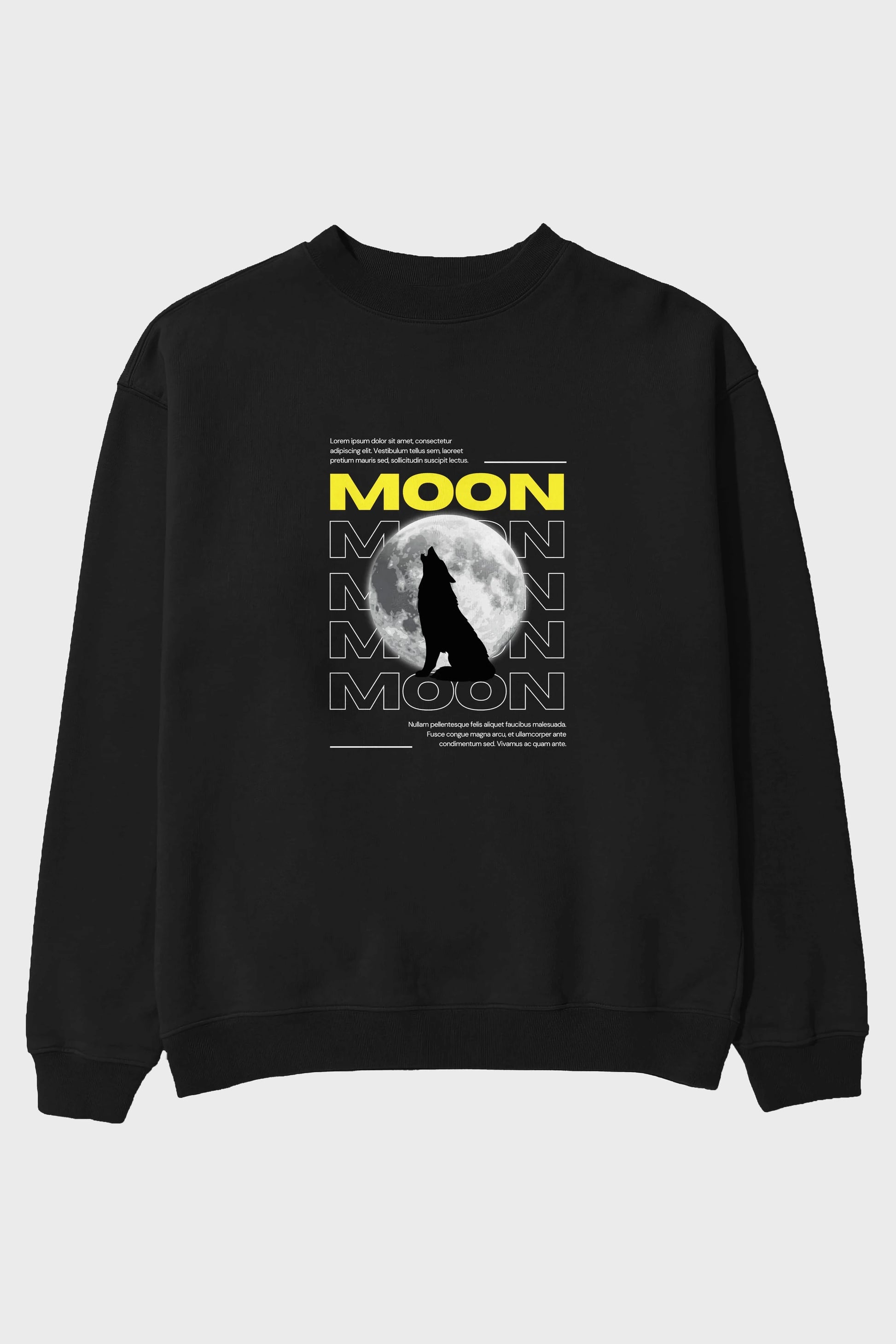 Moon Ön Baskılı Oversize Sweatshirt Erkek Kadın Unisex