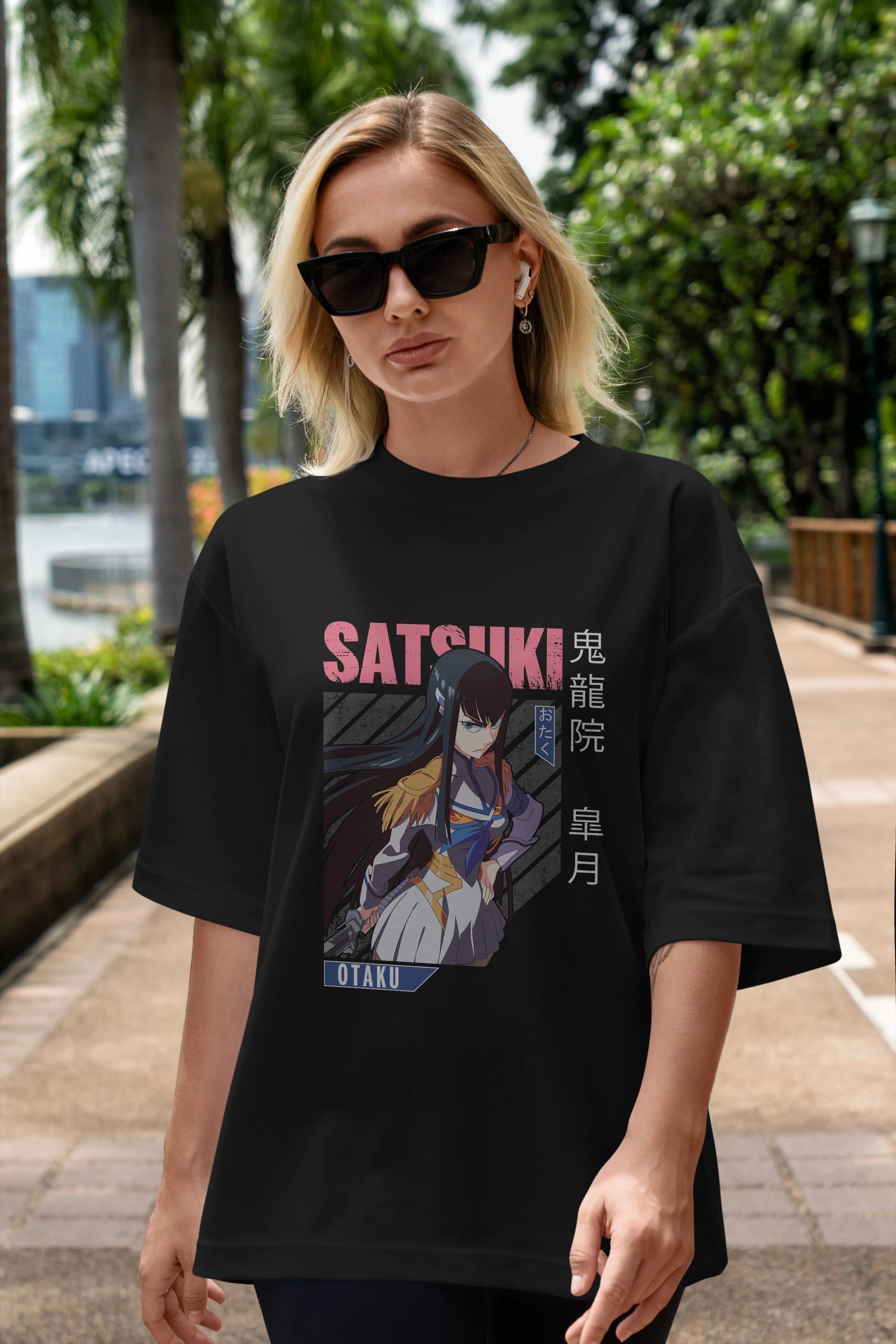 Satsuki Kiryuuin 8 Anime Ön Baskılı Oversize t-shirt %100 pamuk Erkek Kadın Unisex