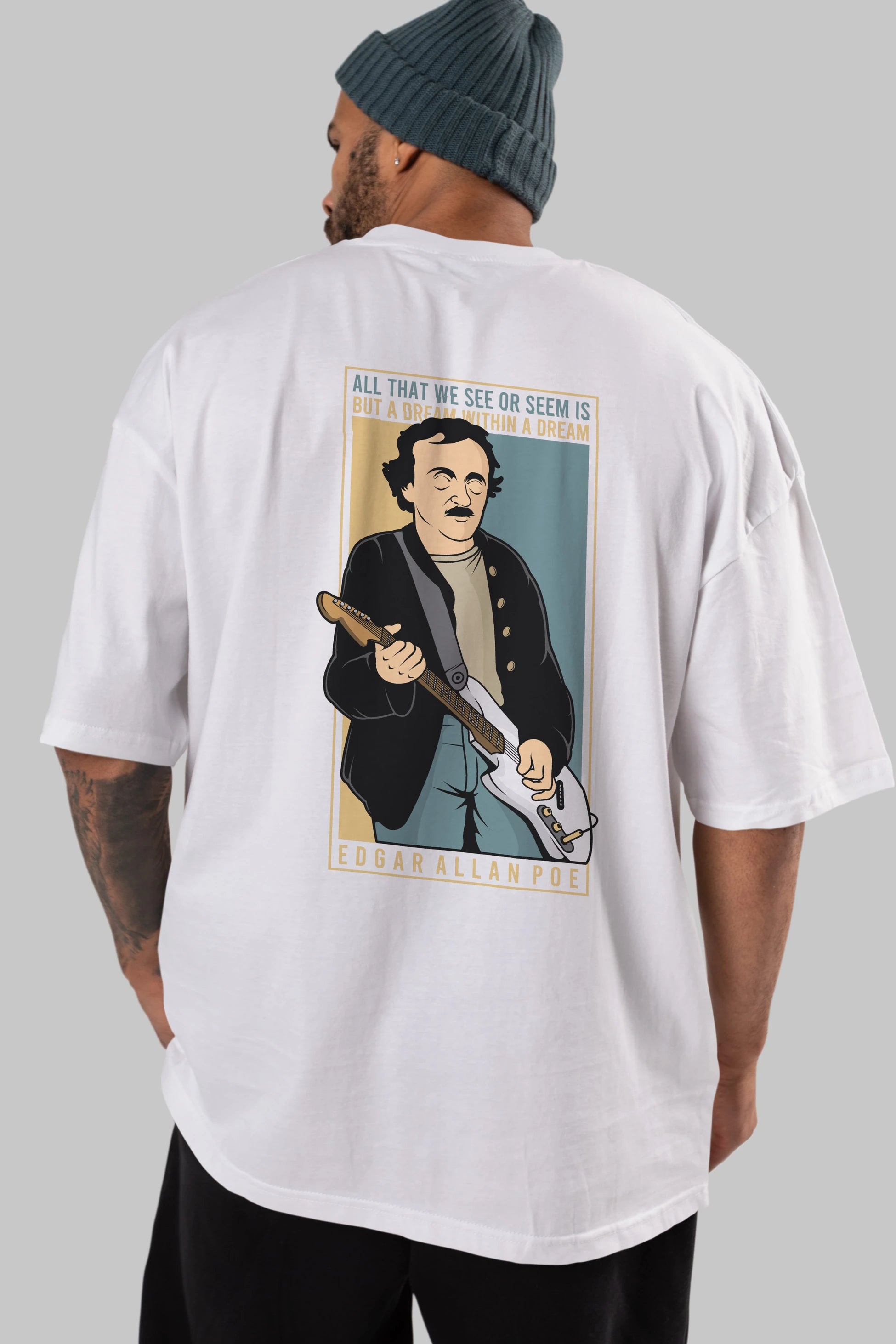 Edgar Alan Cobain Arka Baskılı Oversize t-shirt Erkek Kadın Unisex %100 Pamuk tişort