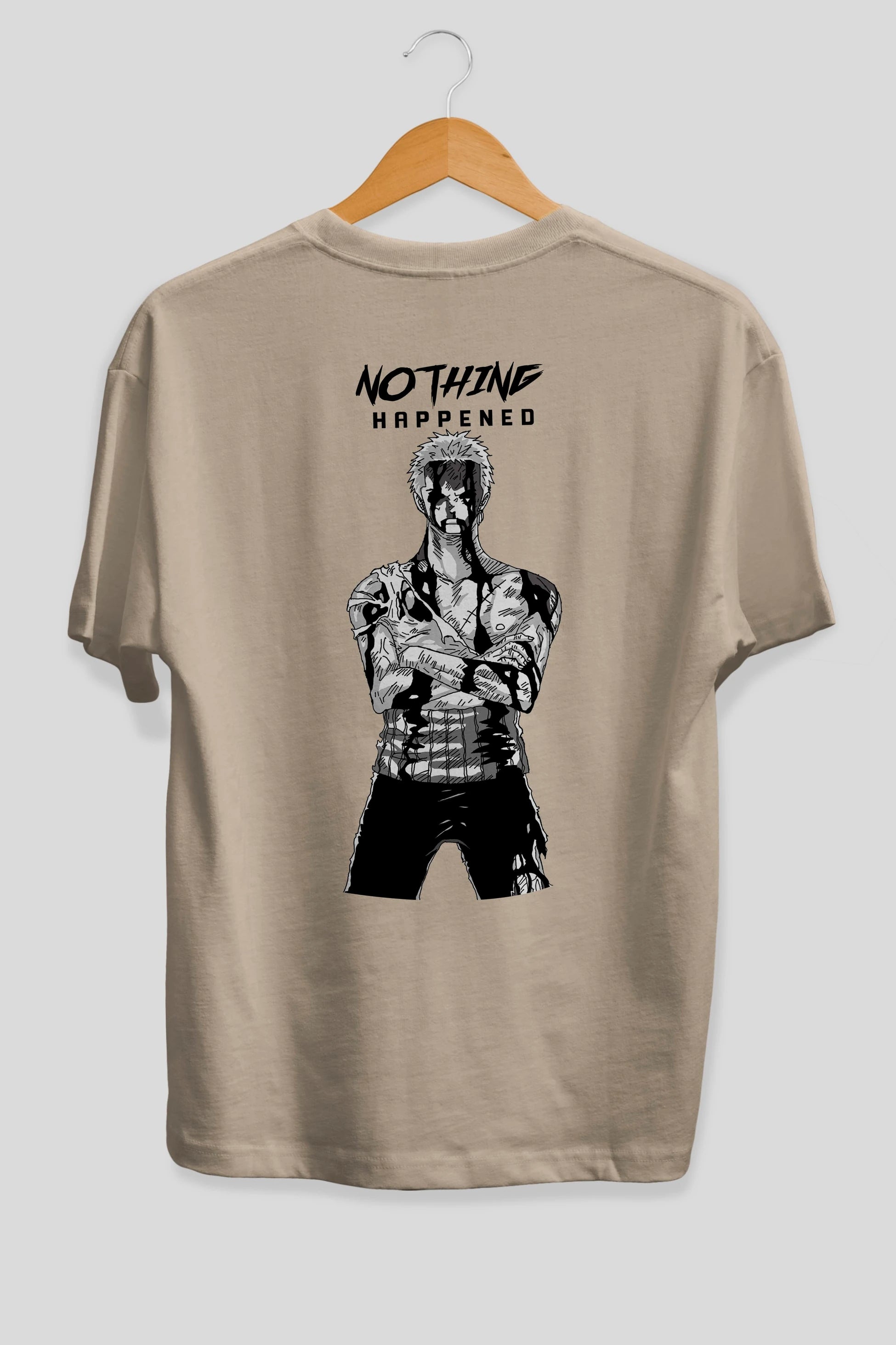 Roronoa Zoro 3 Anime Arka Baskılı Oversize t-shirt Erkek Kadın Unisex %100 pamuk tişort