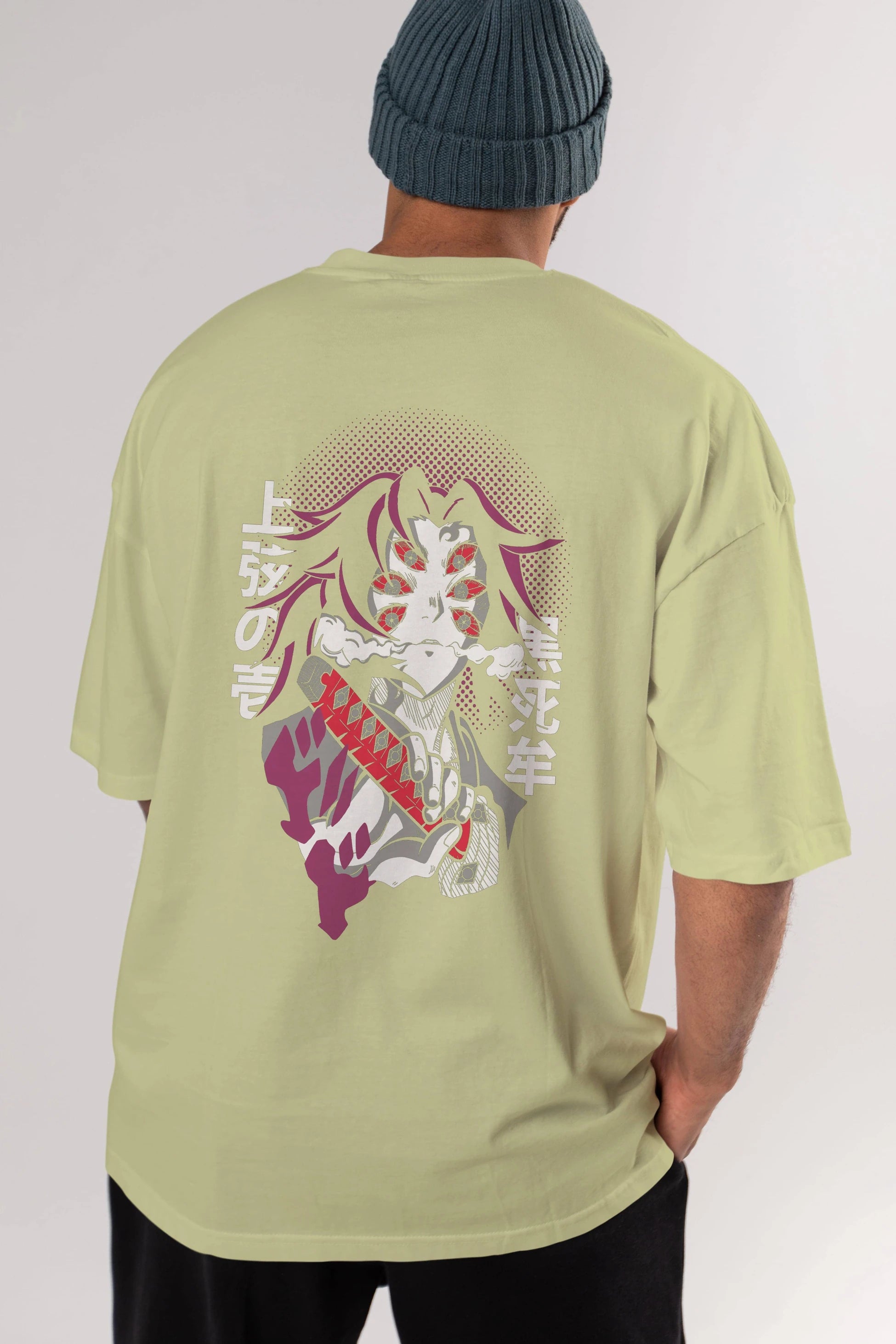 Kokushibo Anime Arka Baskılı Oversize t-shirt Erkek Kadın Unisex