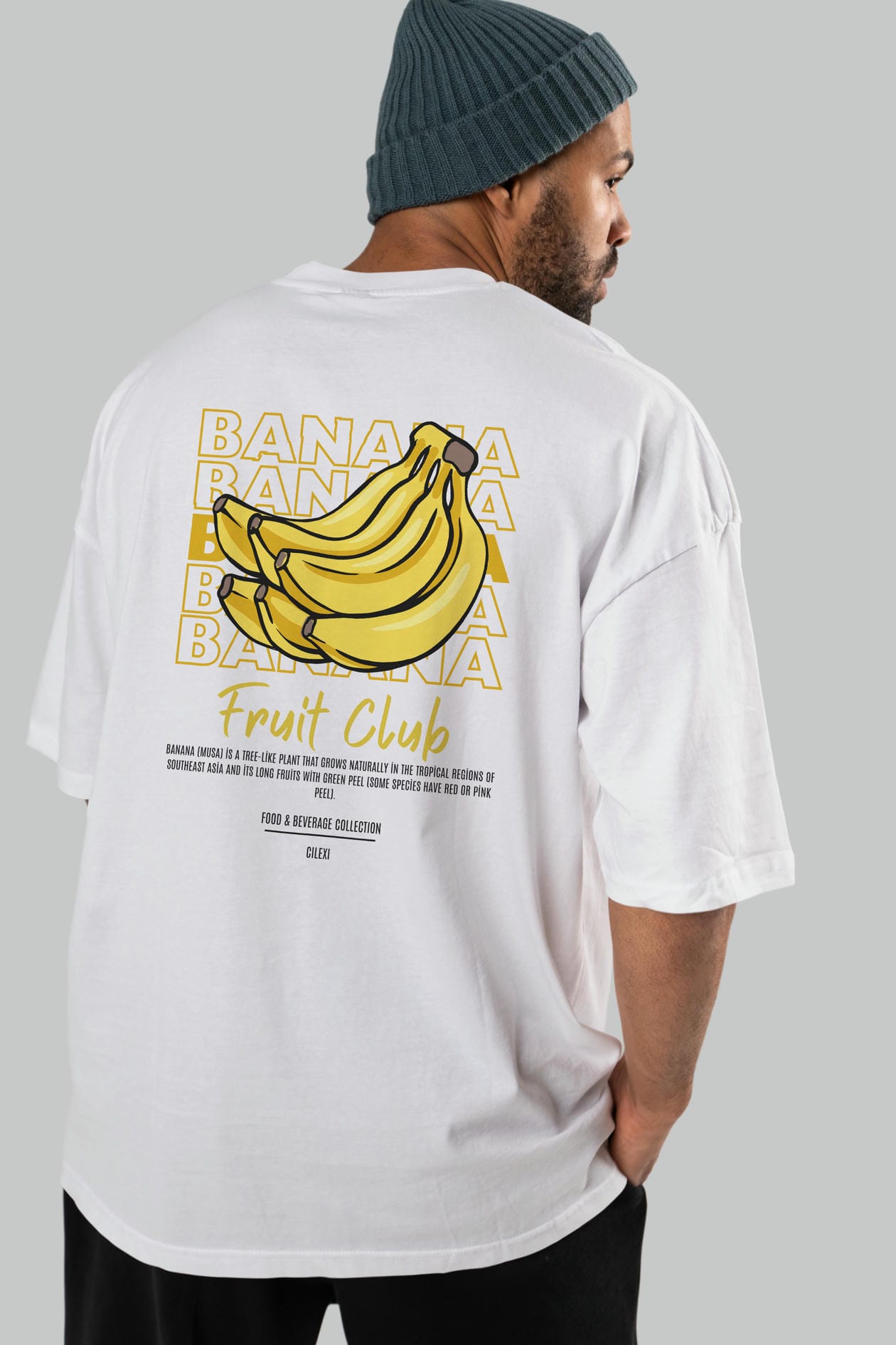 Banana Arka Baskılı Oversize t-shirt Erkek Kadın Pamuk Bisiklet Yaka tişort